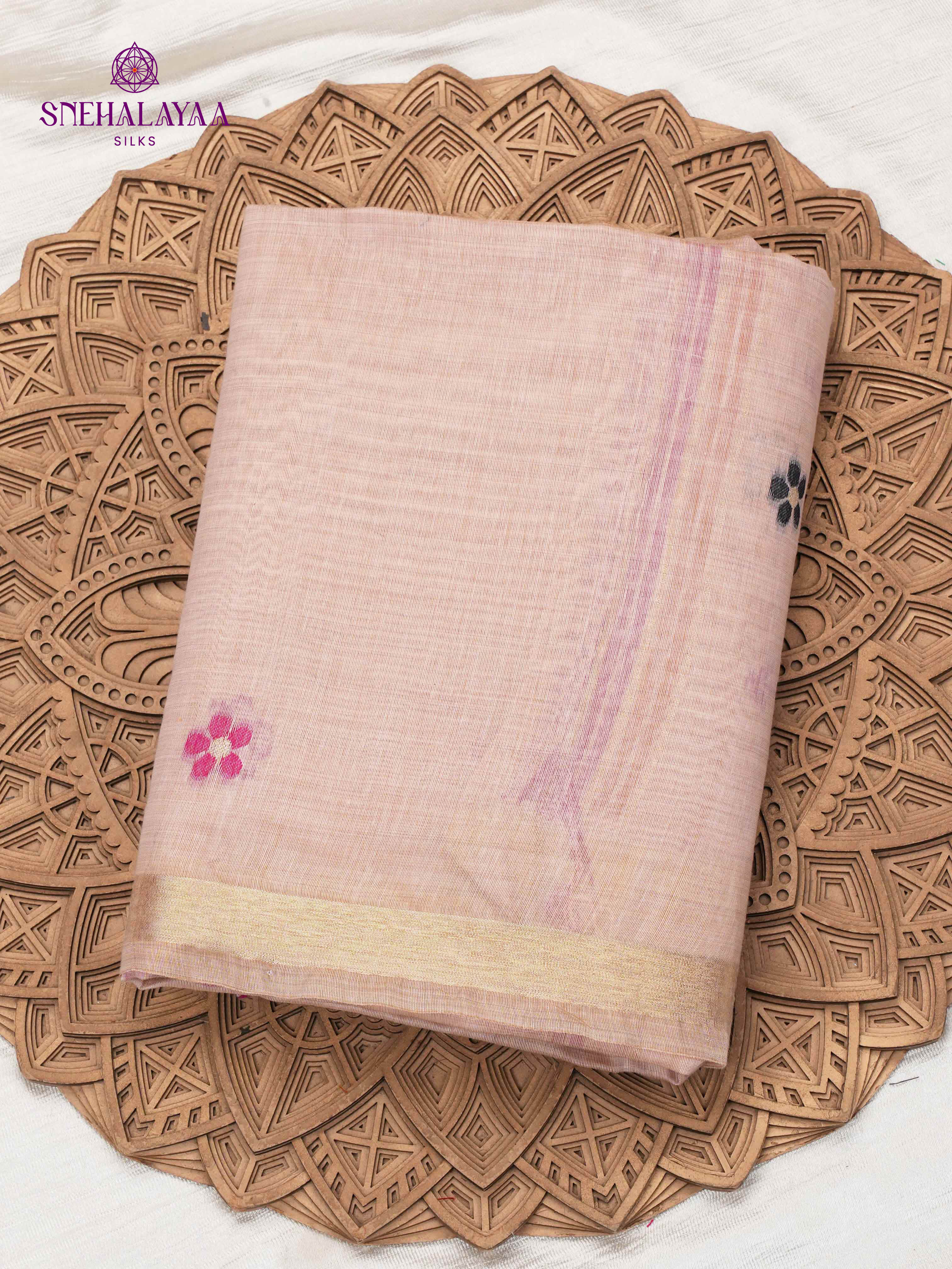 Peach Munga Cotton Saree