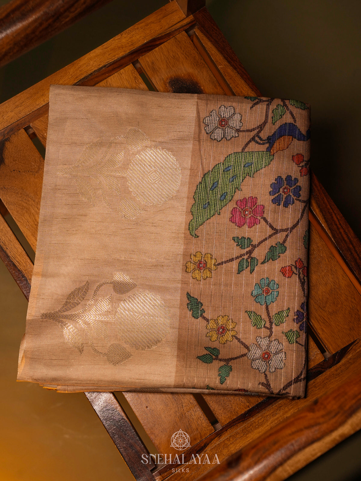 Cream Linen Tussar Saree