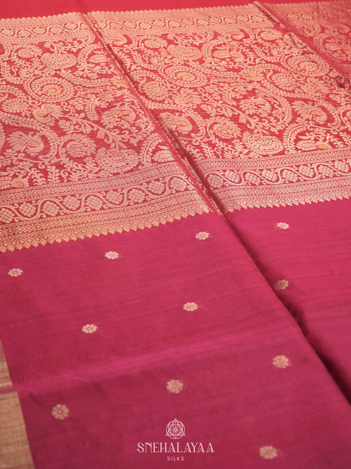 Magenta Kora Silk Cotton Saree