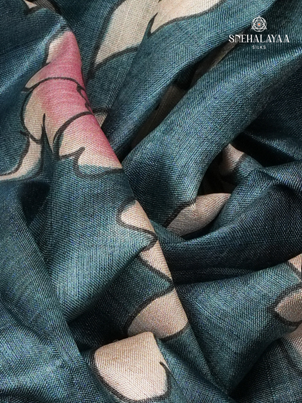 Sea Green Tussar Silk Saree