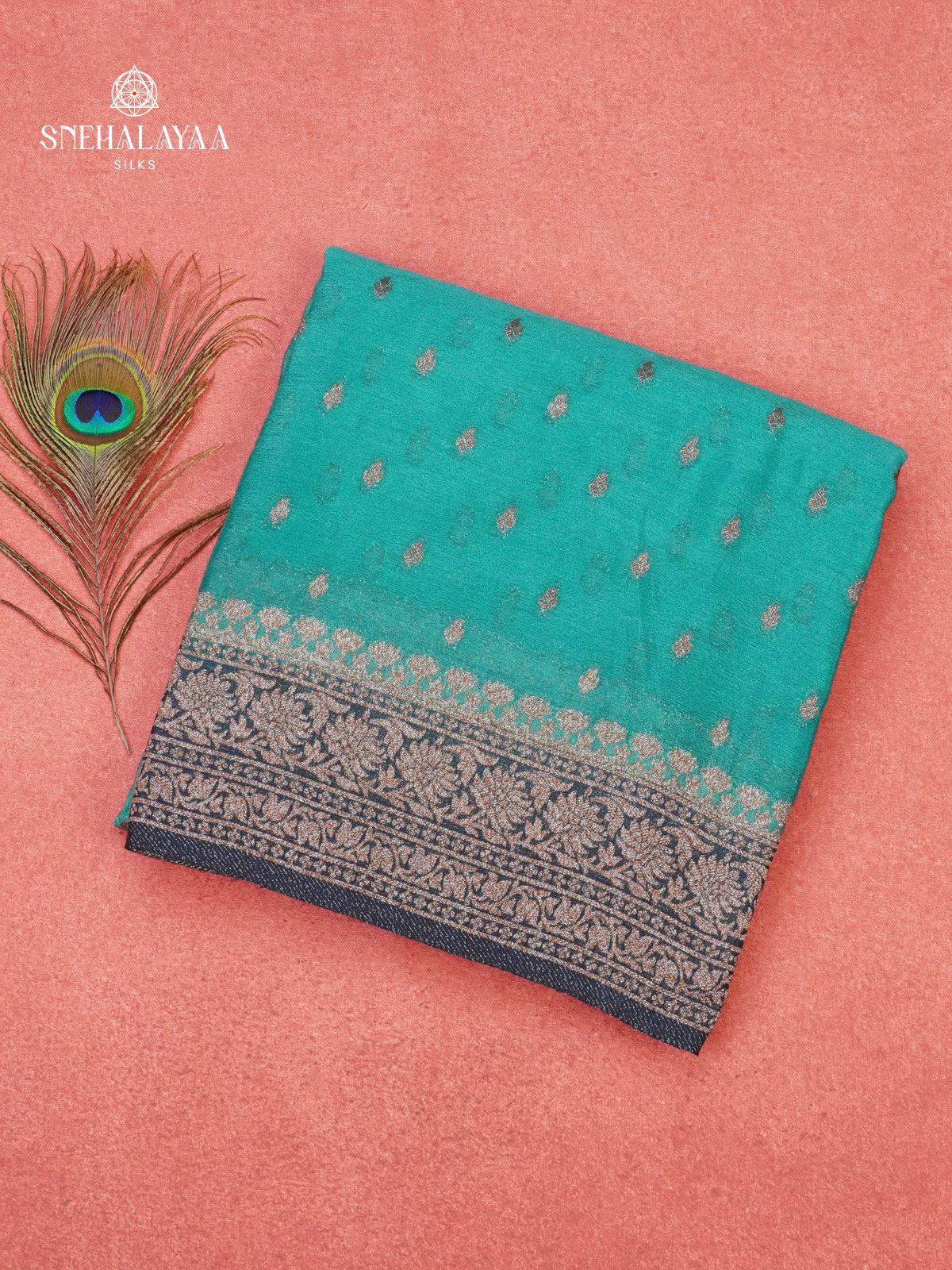 Sky Blue Banaras Crepe Silk Saree