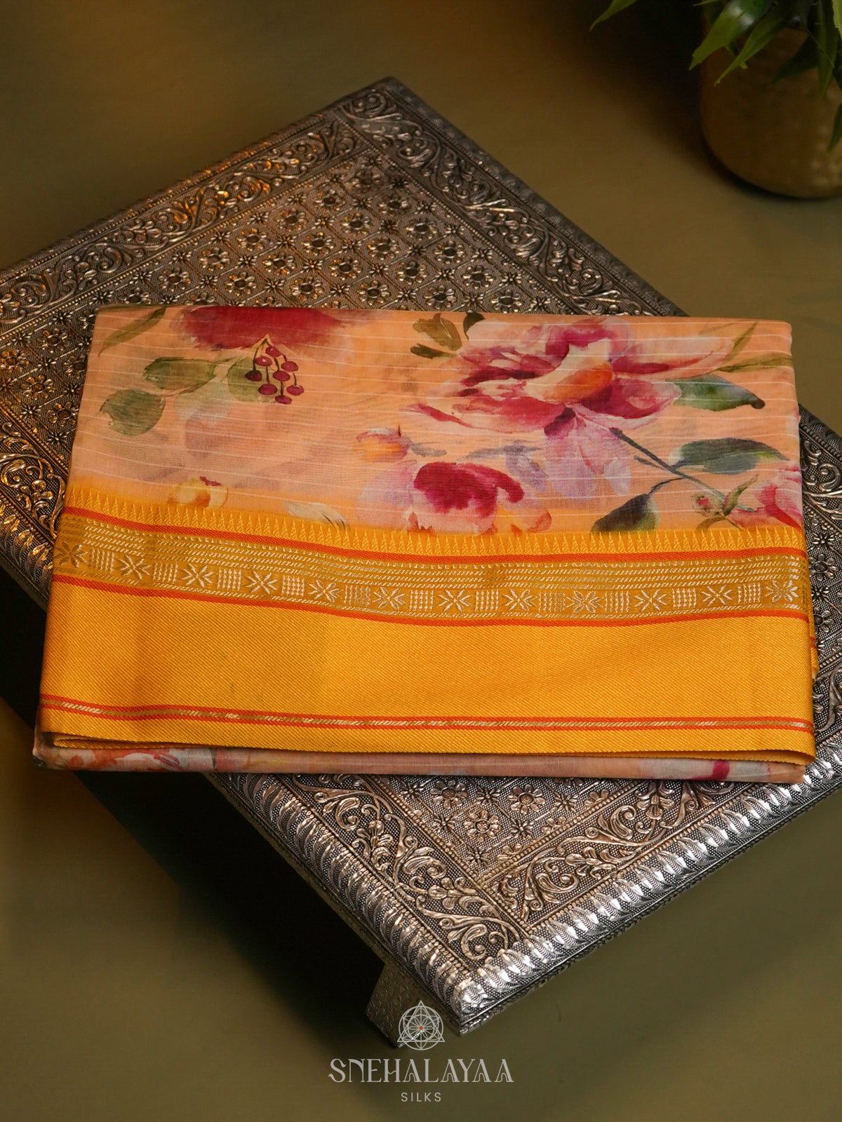 Peach Chanderi Saree