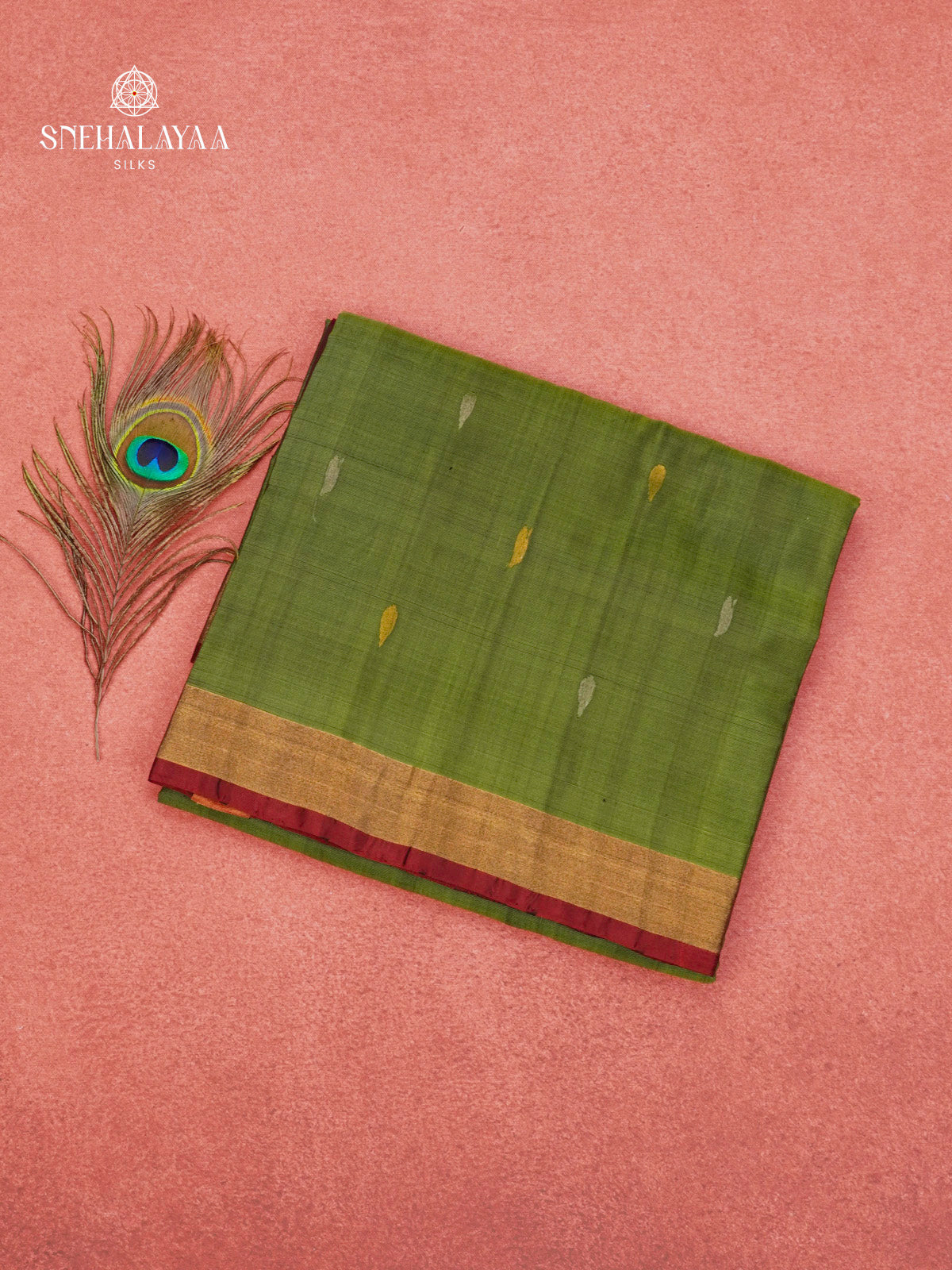 Olive Green Uppada Silk Saree