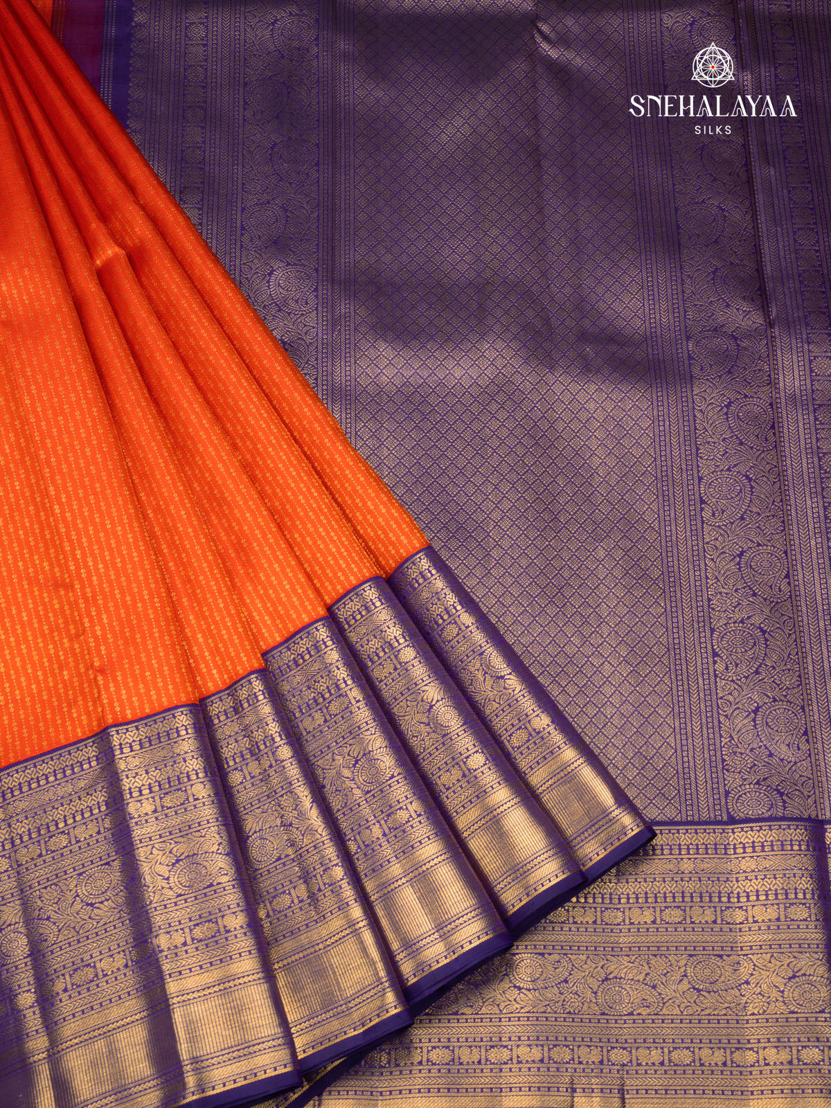 Rust Orange Kanjivaram Silk Saree