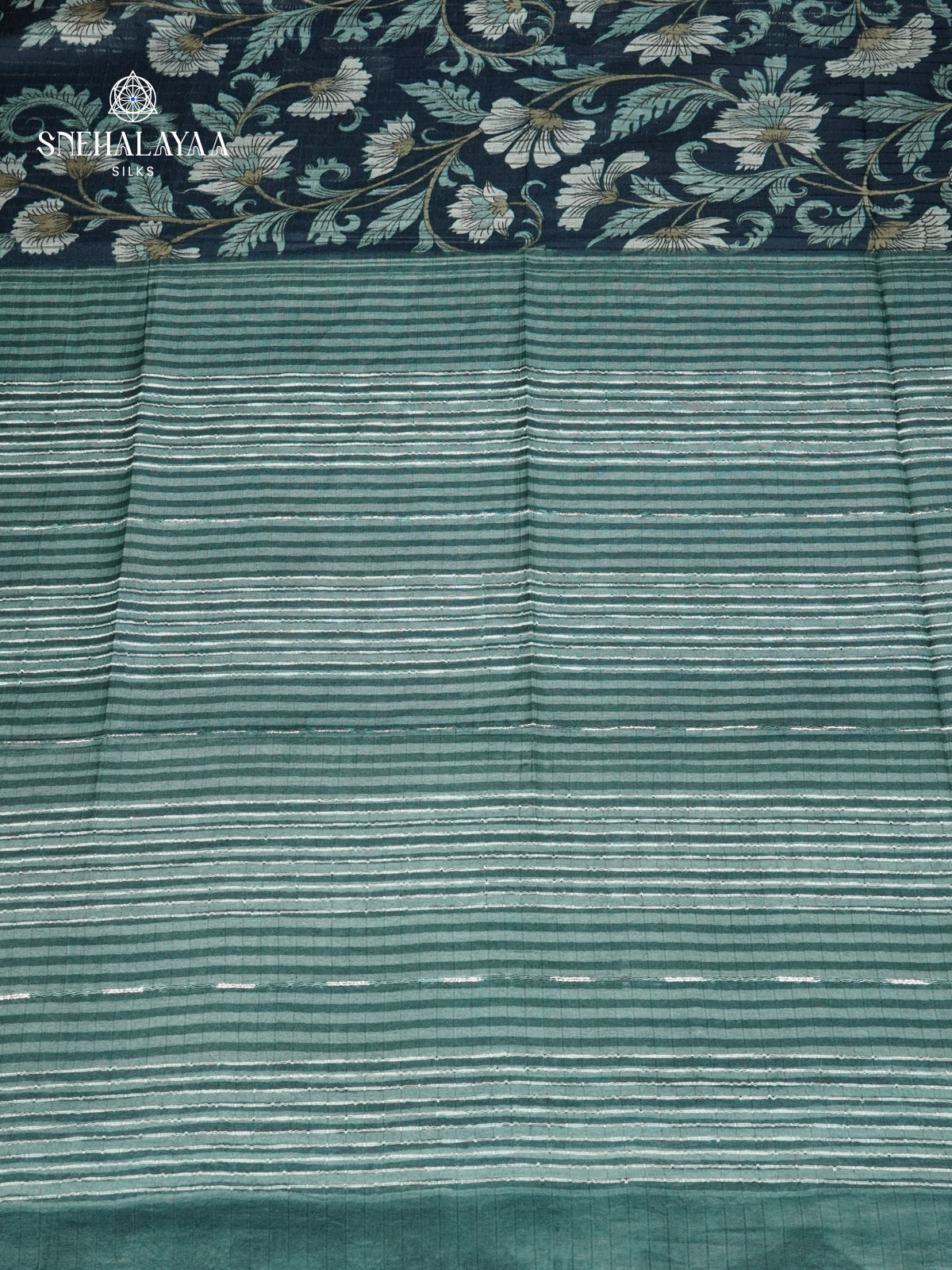 Peacock Blue Bamboo Silk Saree