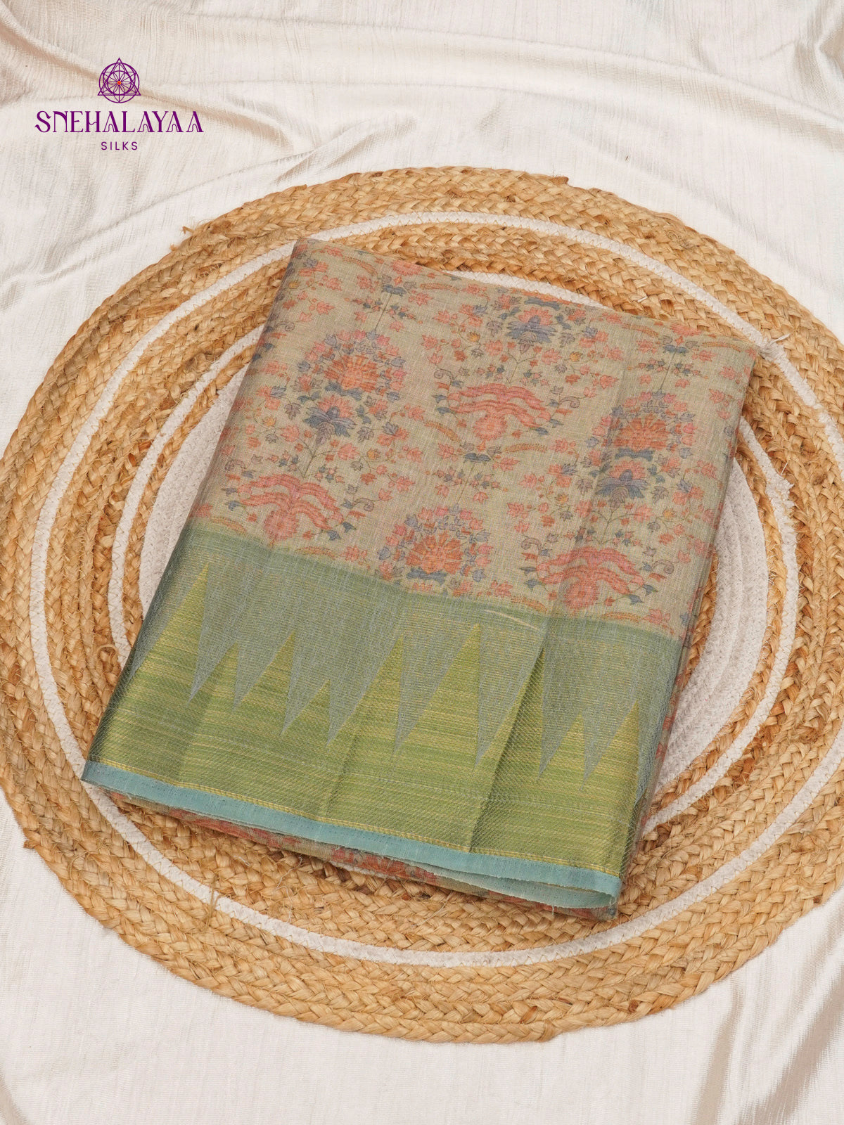 Beige Linen Tissue Saree