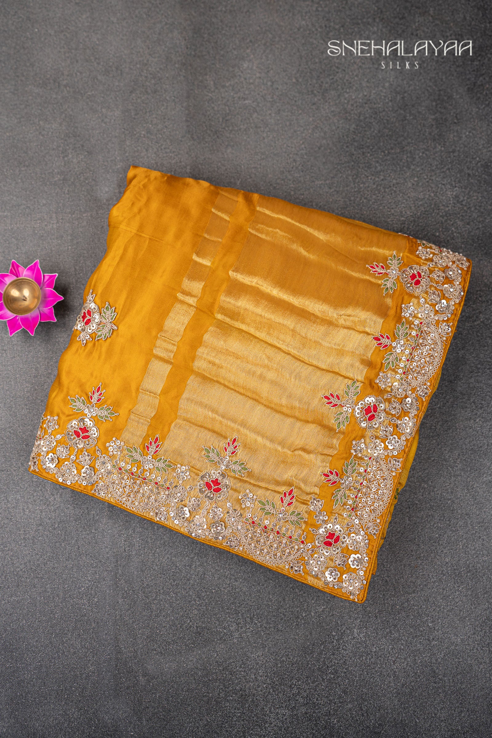 Mustard Yellow Designer Saree