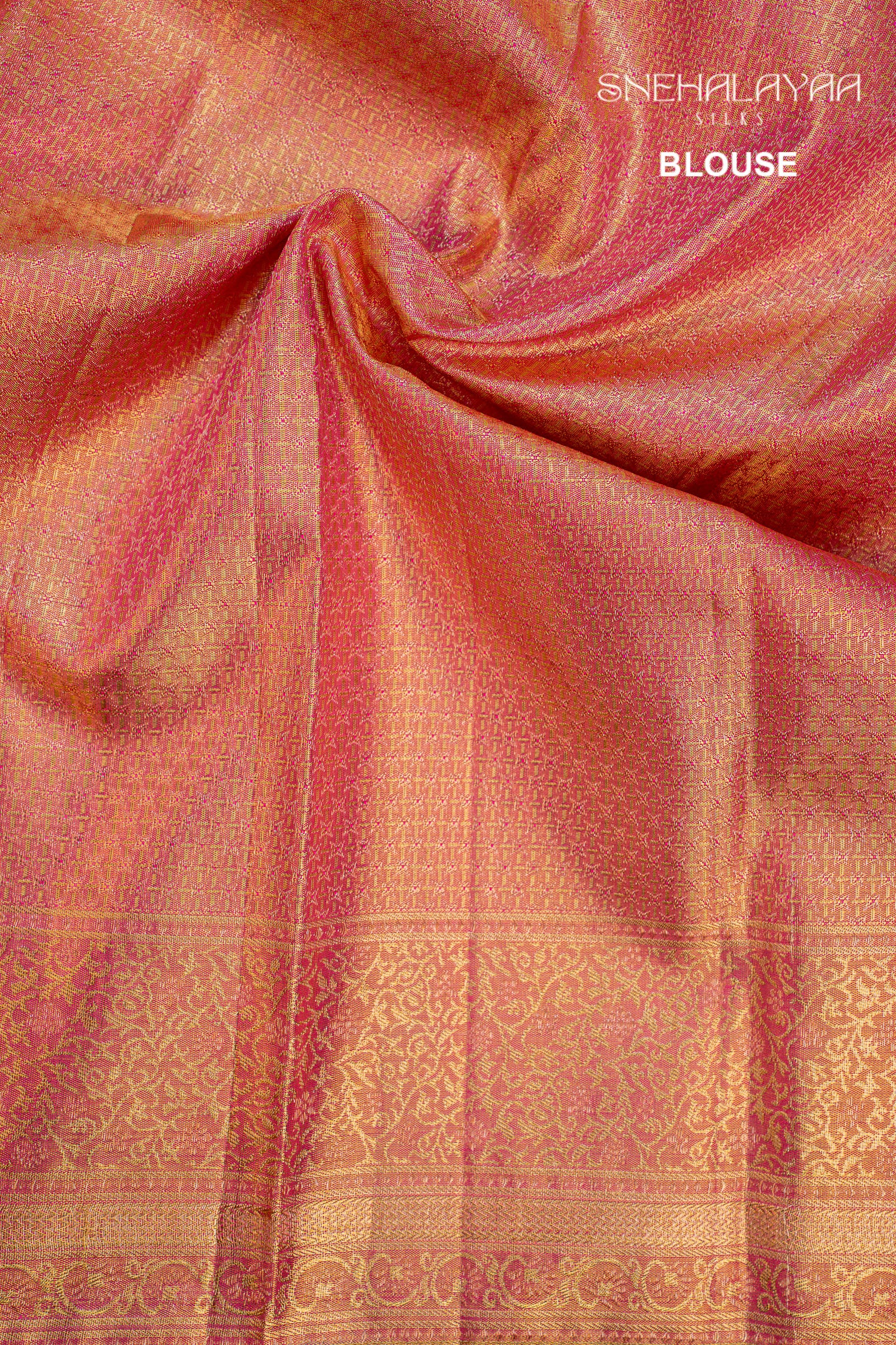 Punch Pink Kancheevaram Tissue Silk Saree