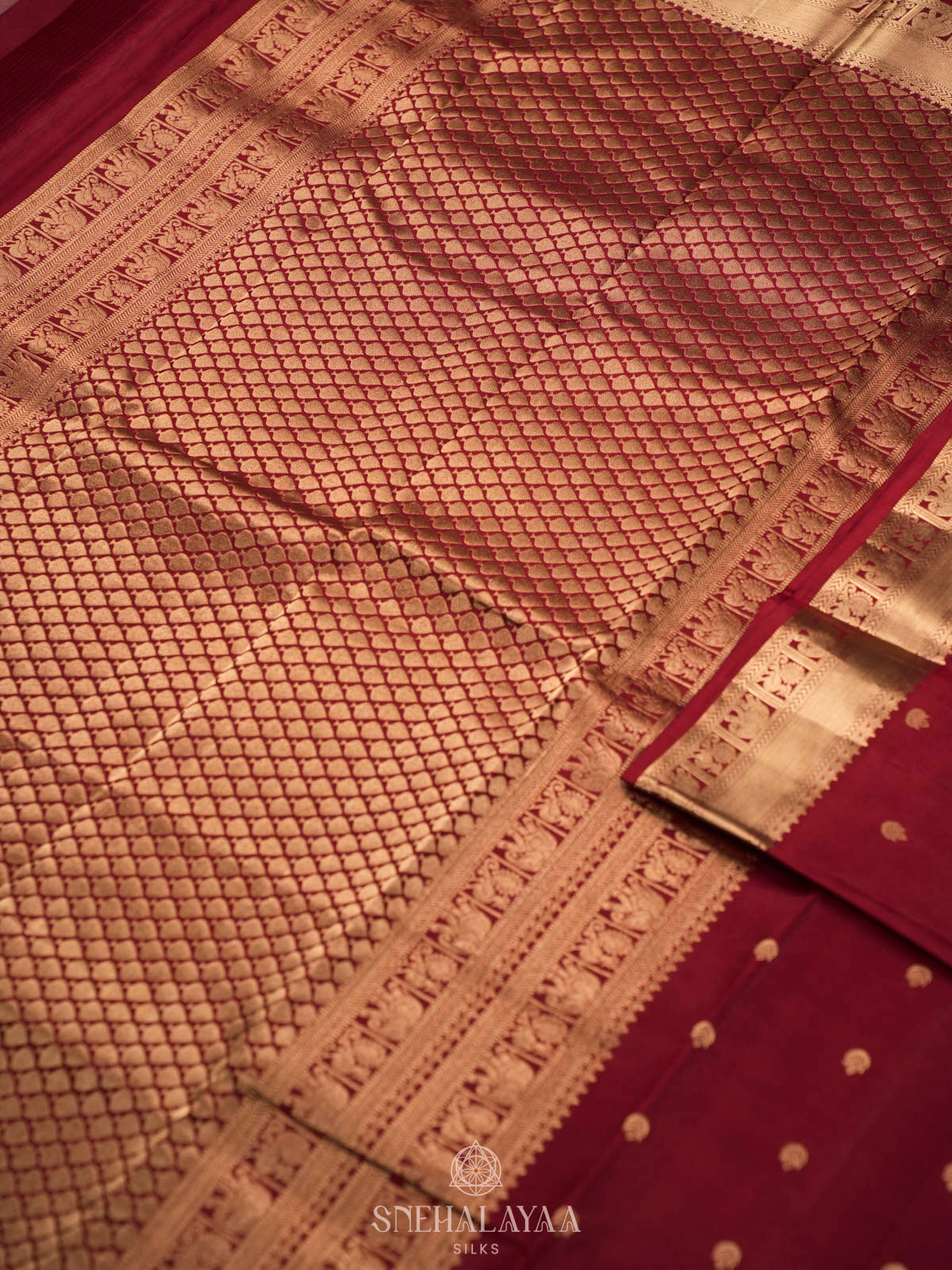 Maroon Kanjivaram silk saree