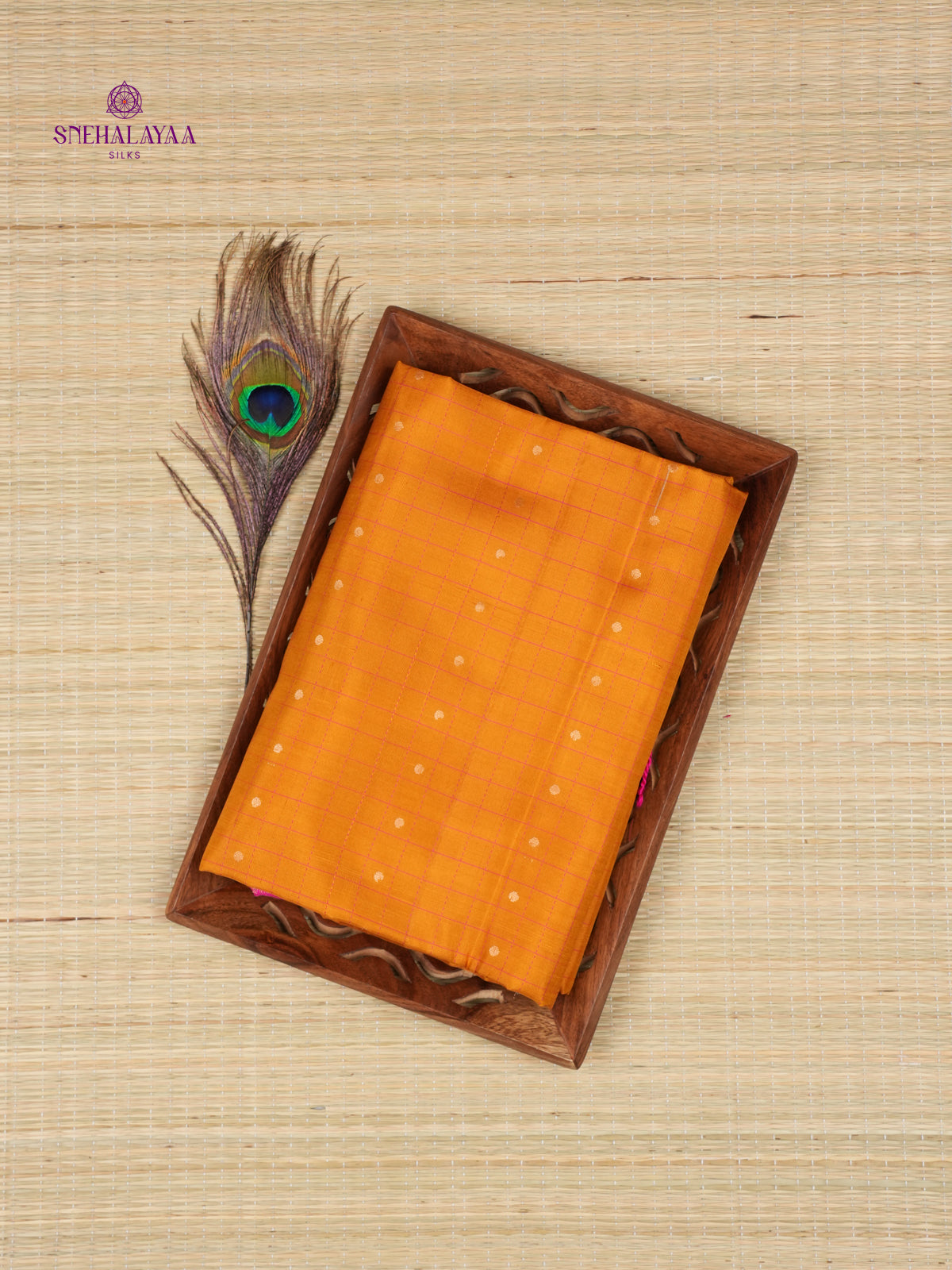 Orange Borderless Kanjivaram Soft Silk Saree