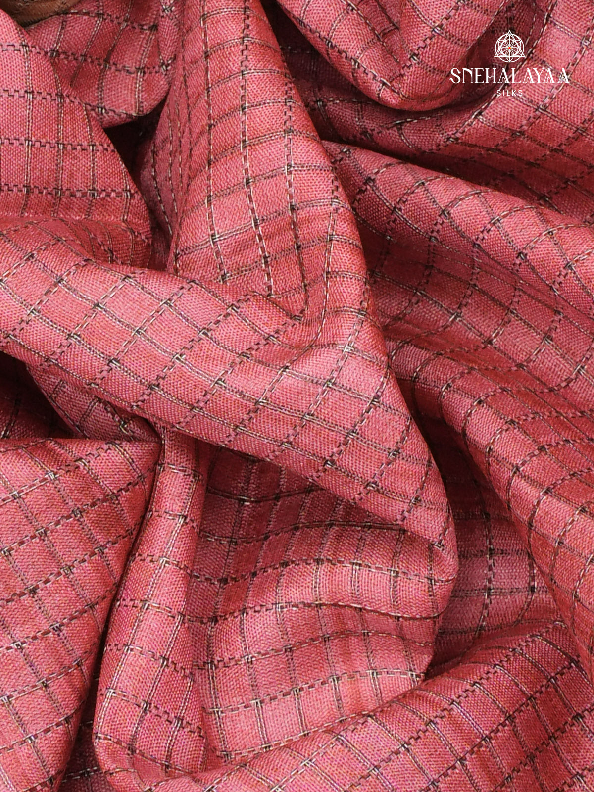 Rani Pink Floral Printed Tussar Saree