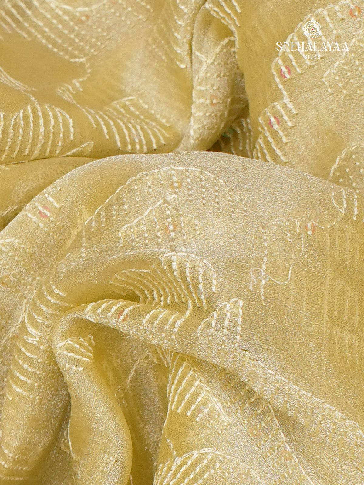 Pastel Yellow Embroidery Designer Saree