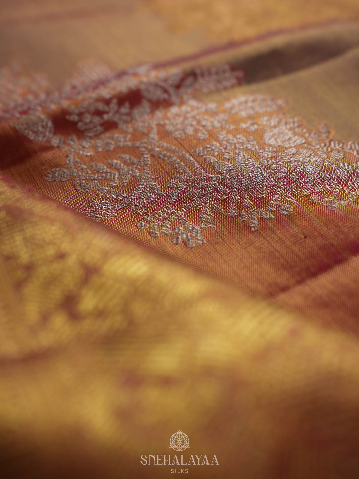 Sunset Orange Kanjivaram Silk Saree