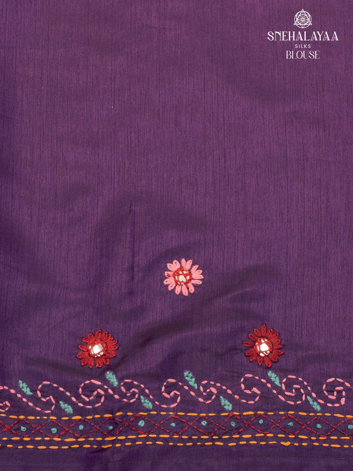 Plum Raw Silk Embroidery Saree