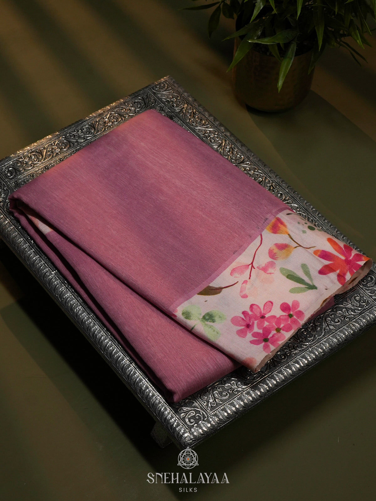 Orchid pink Matka Jute Saree