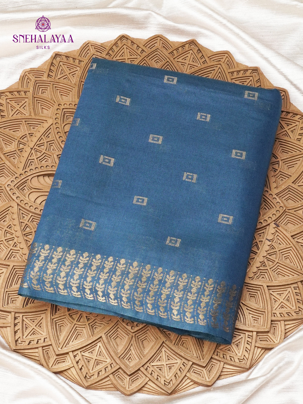 Navy Blue Bamboo Silk Saree