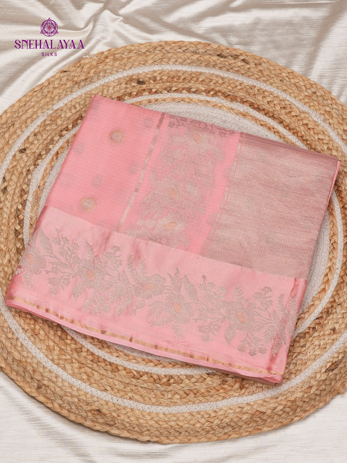 Peach Banaras Silk Saree