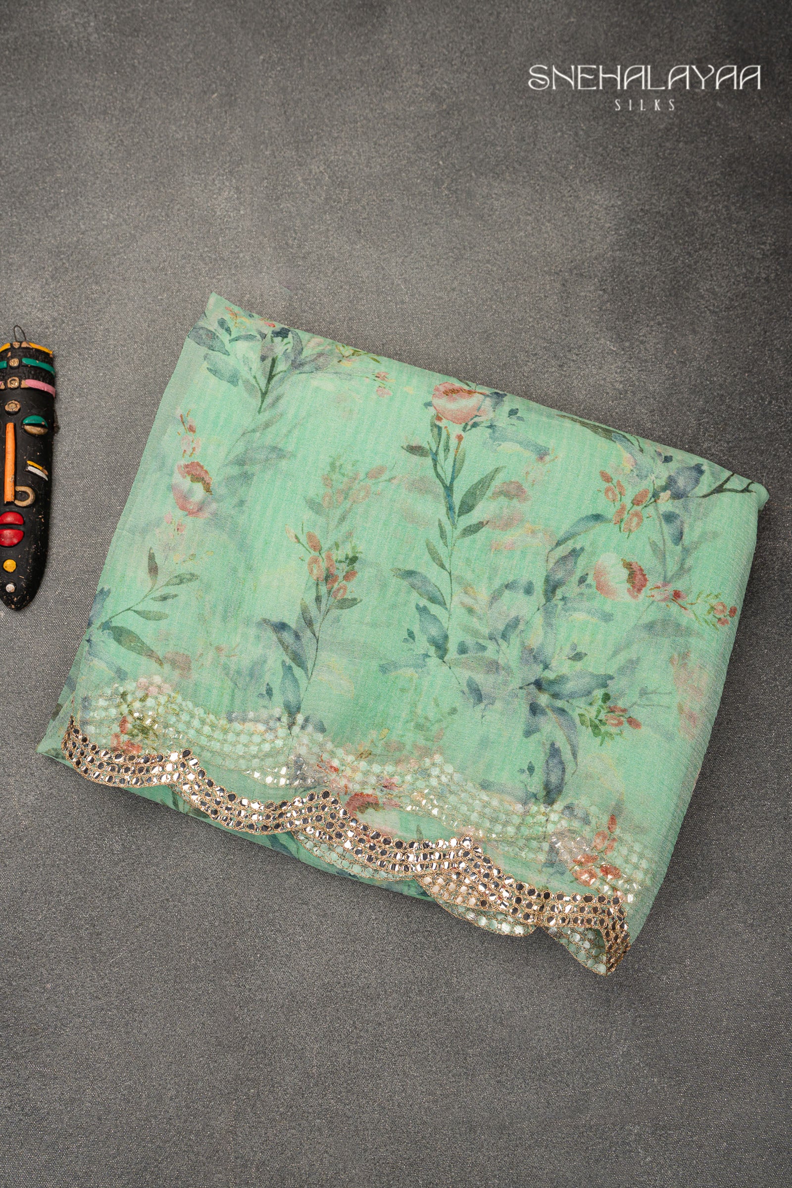 Seafoam Green Crush Saree