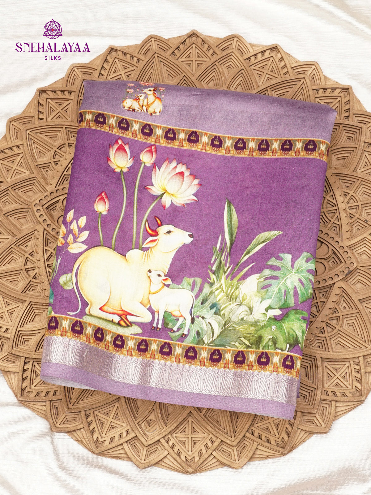 Lilac Chiniya Silk Saree