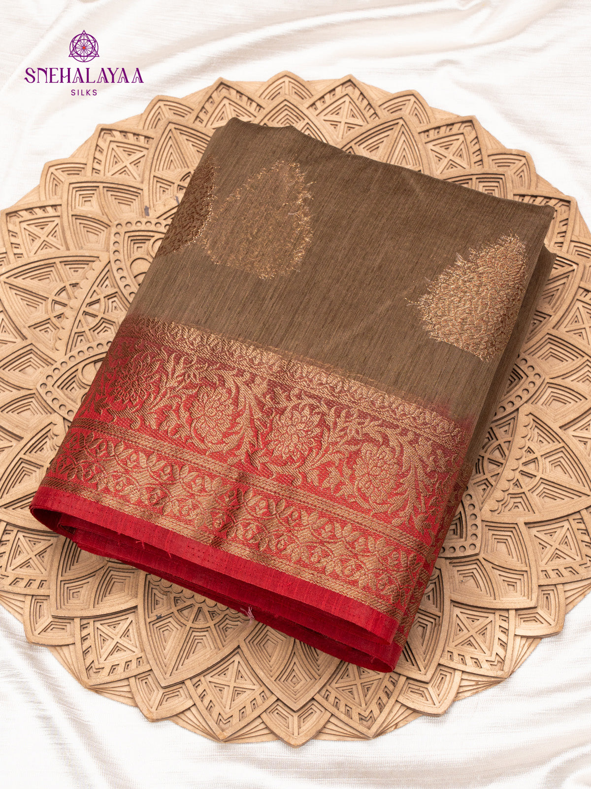 Brown Banaras Jute Saree