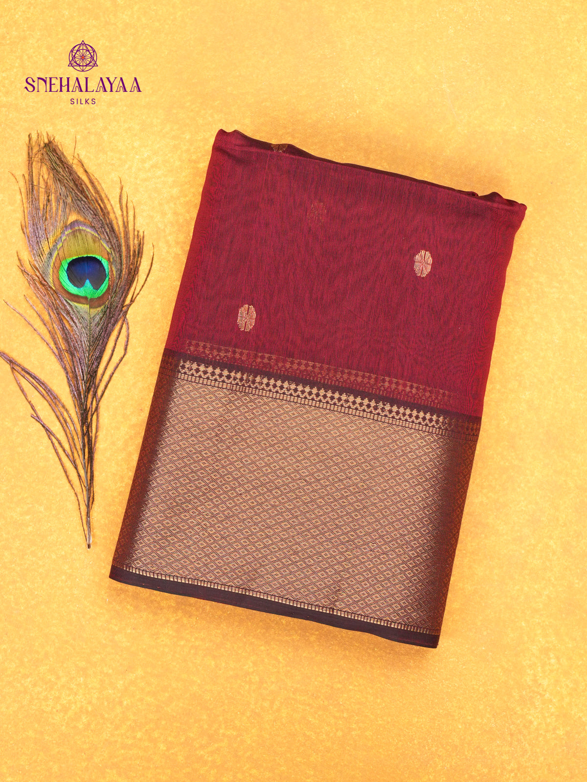 Maroon Maheshwari Silk Cotton Saree