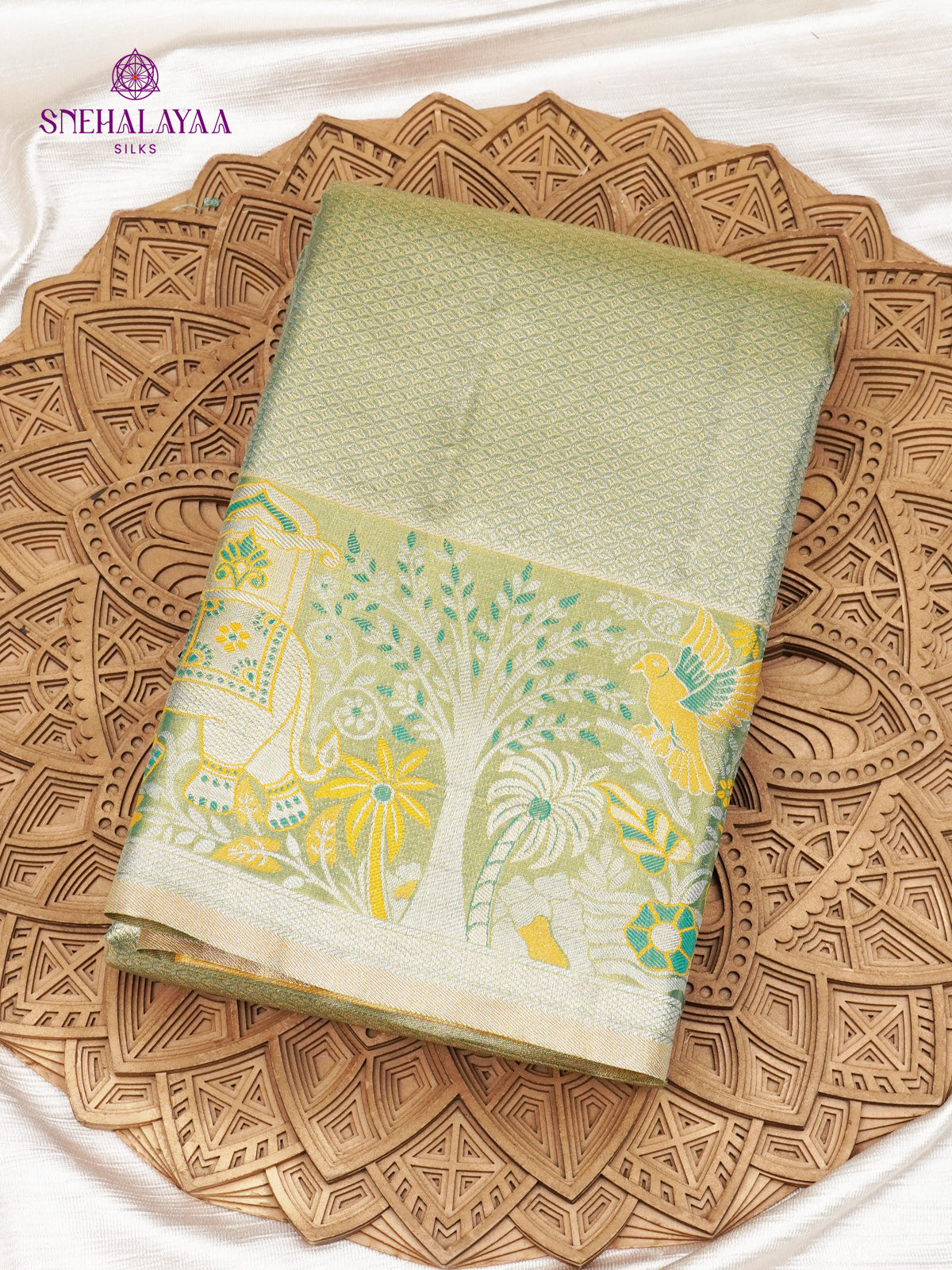 Pastel Green Art Silk Saree