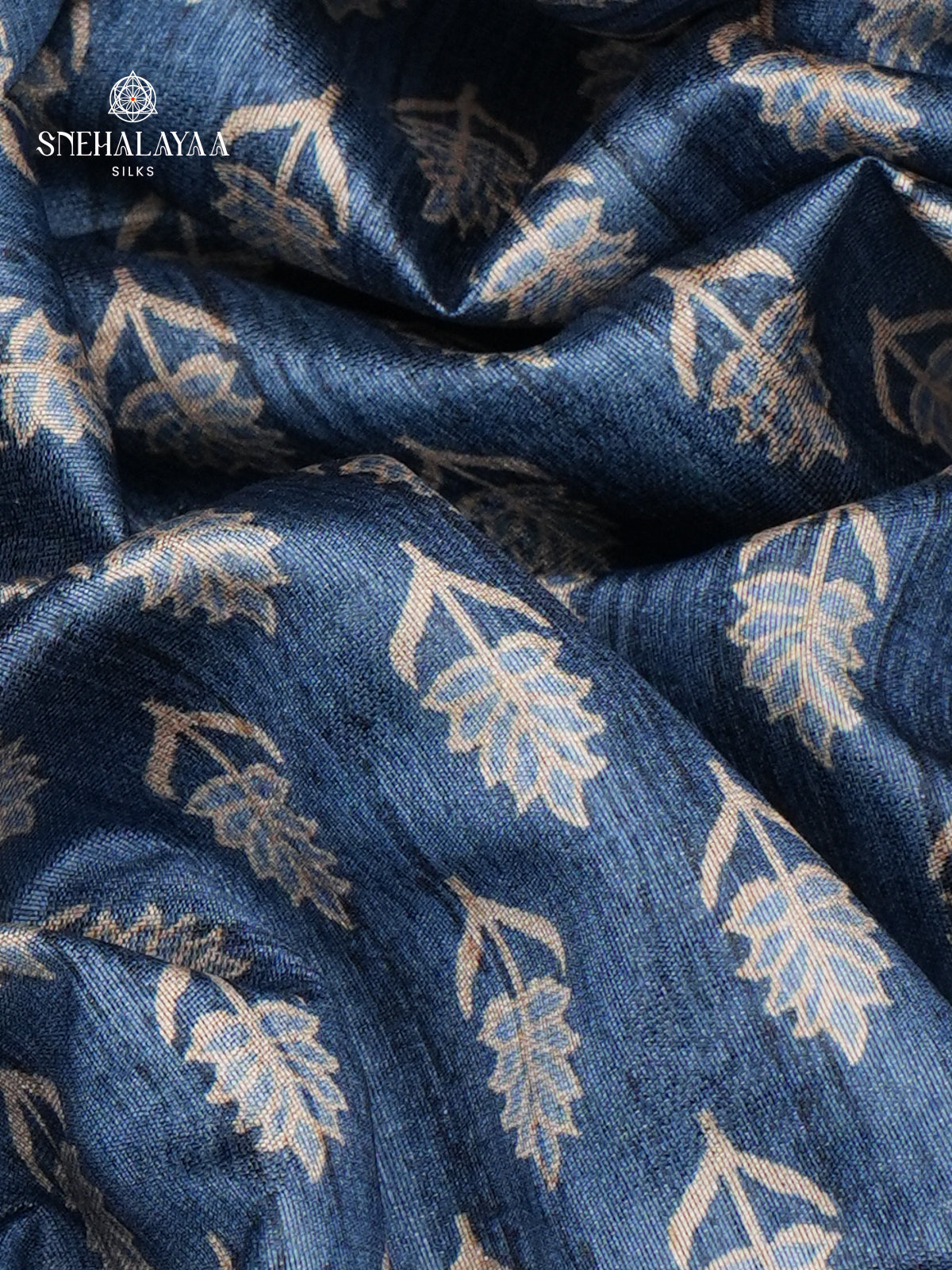 Blue Tussar Embroidery Saree