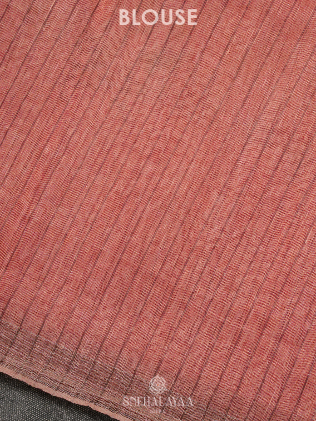 Peach Linen Kora Silk Saree