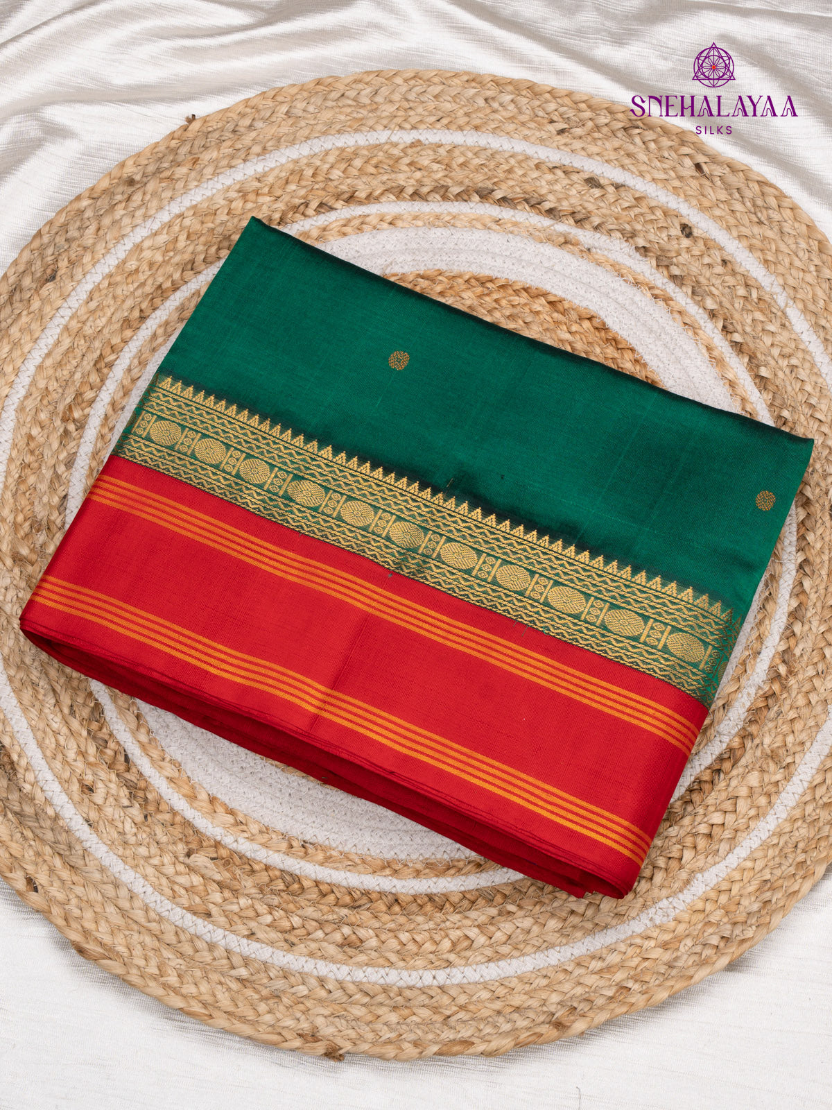 Teal Green Kanchi Silk Cotton Saree