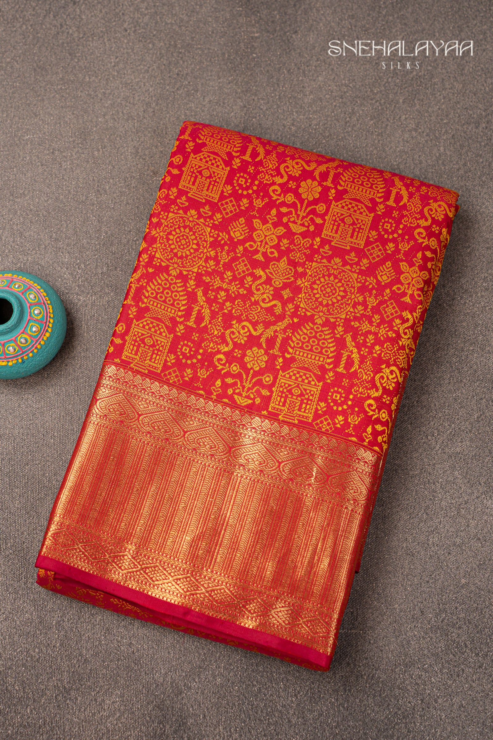 Crimson Red Kancheevaram Silk Saree