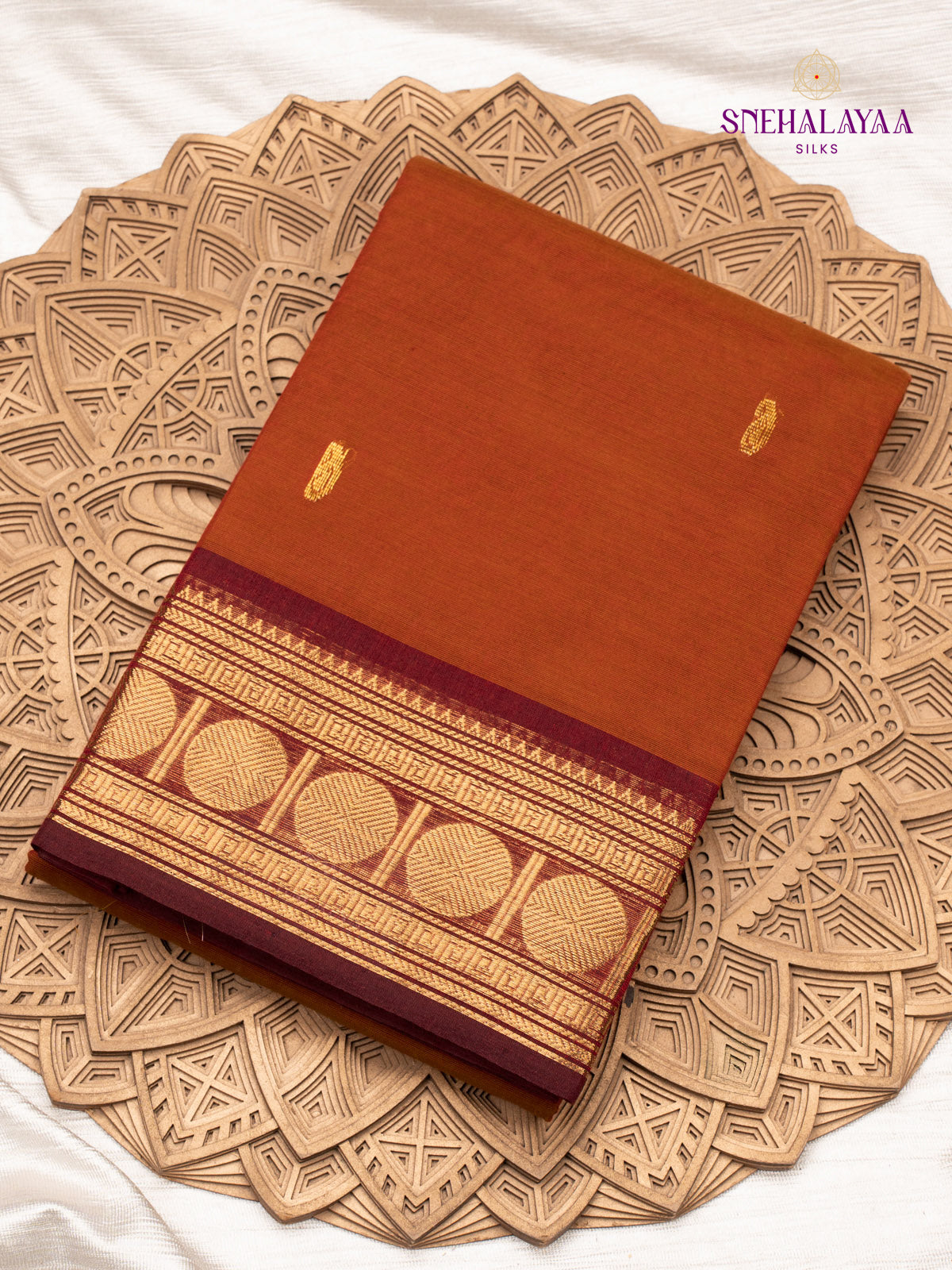 Orange Chettinad Cotton Saree