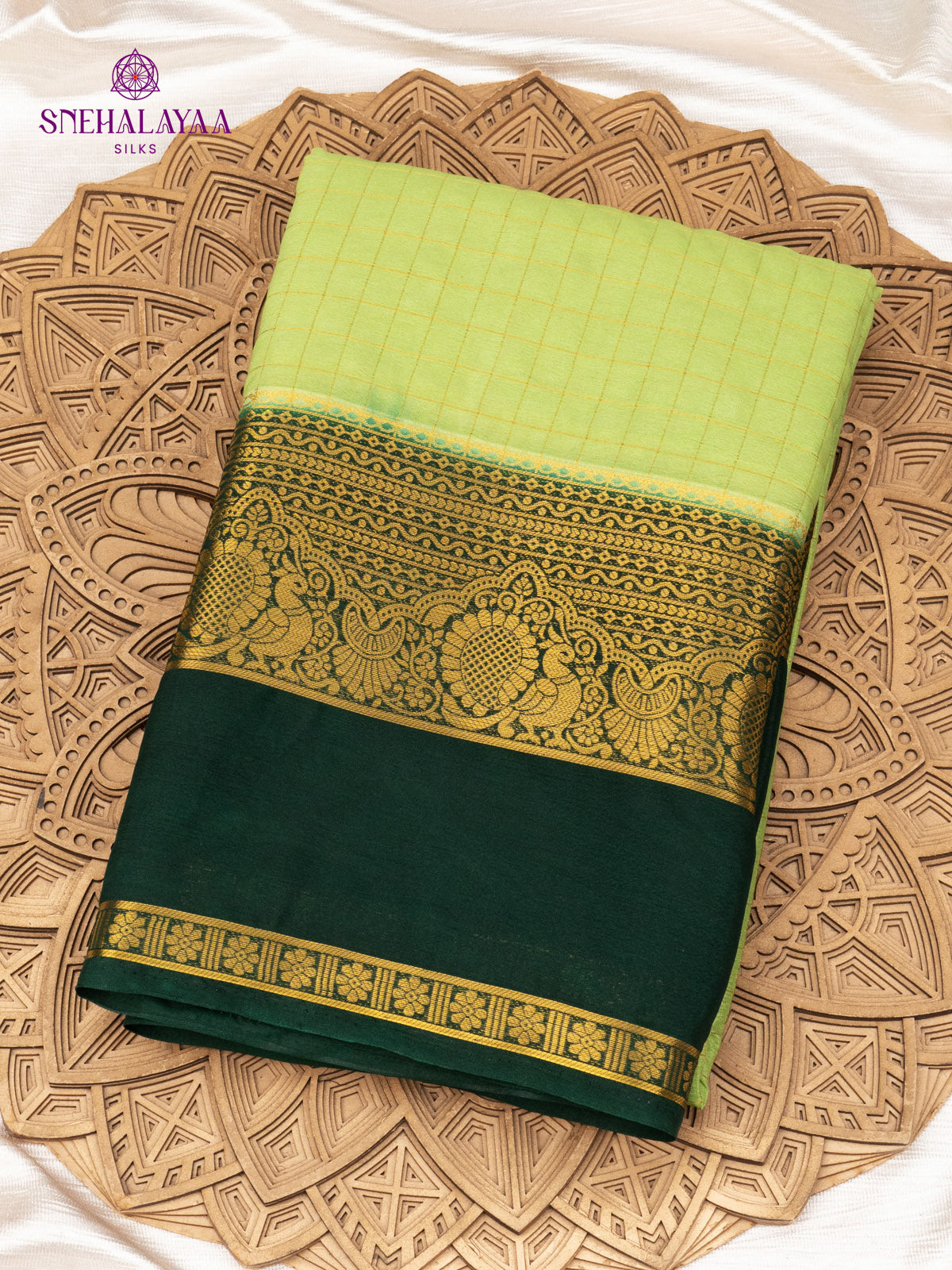 Pista Green Mysore Silk Saree