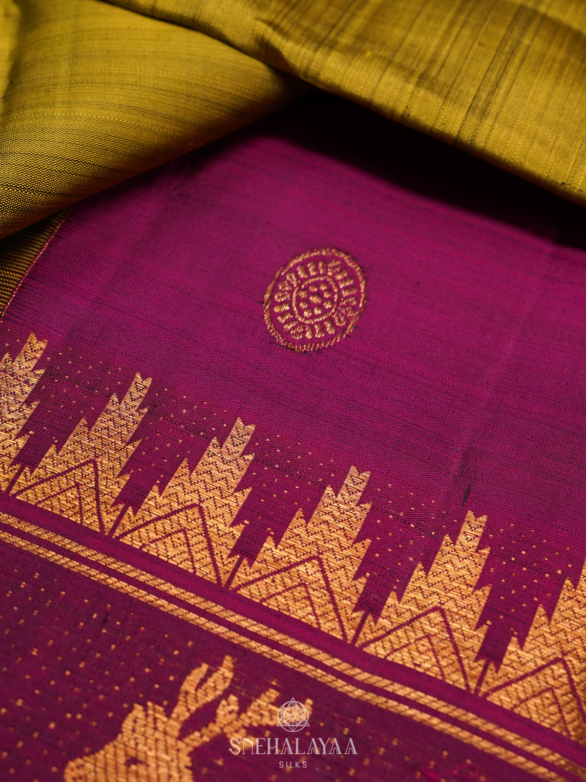 Lime Green Kanjivaram Silk Saree