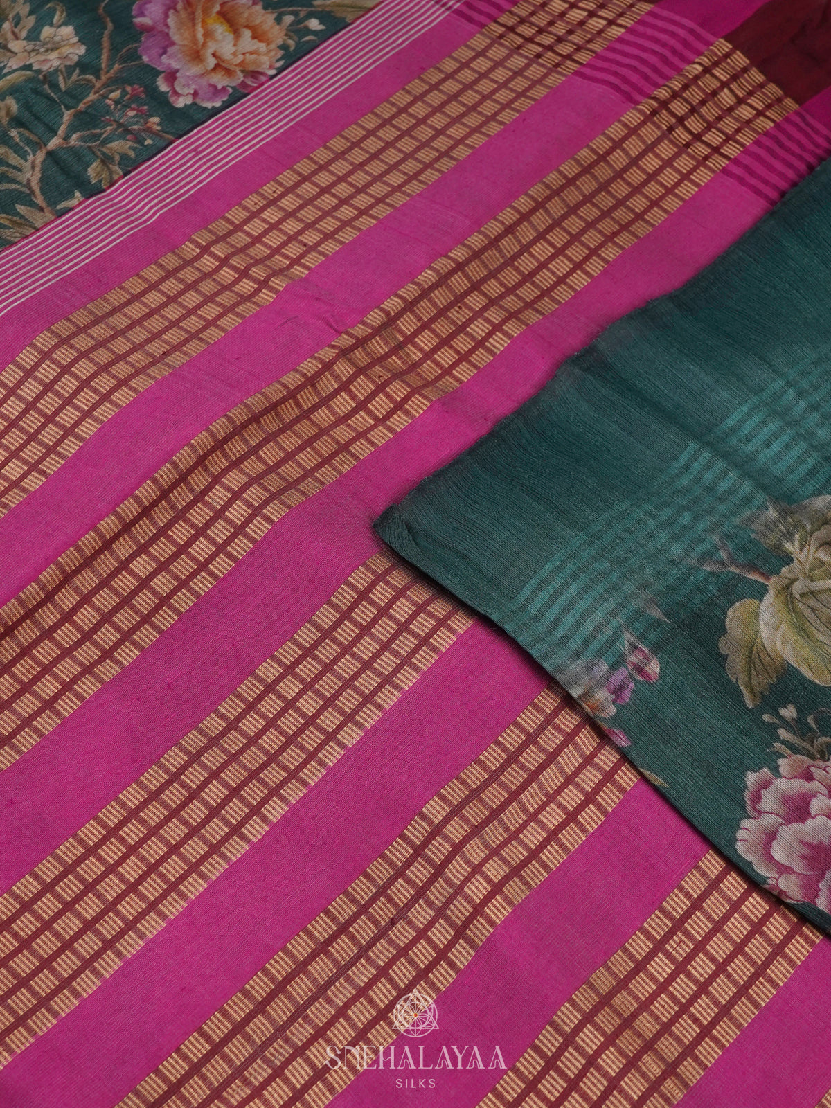 Peacock Blue Munga Tussar Saree