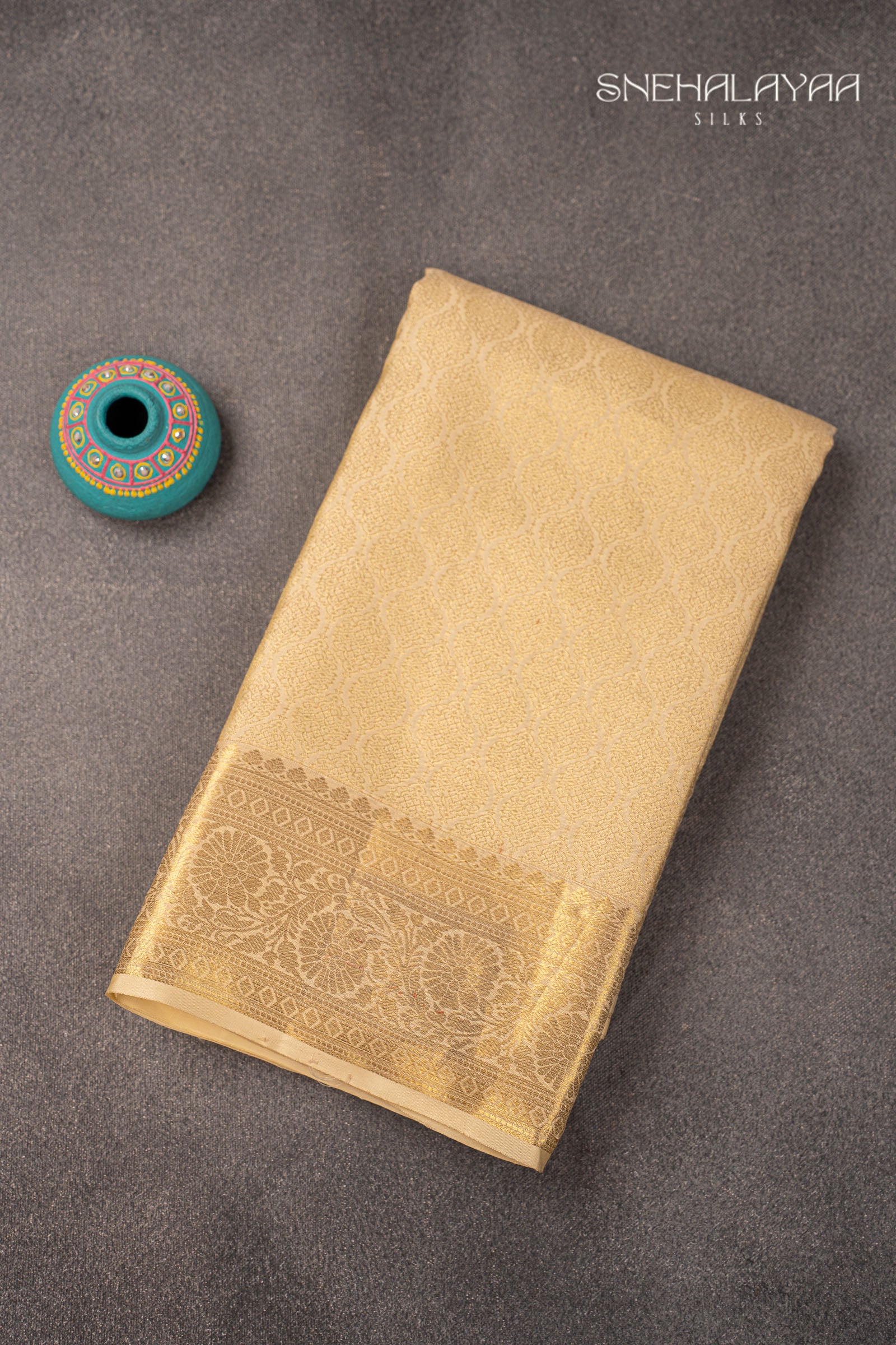 Cream Kancheevaram Silk Saree