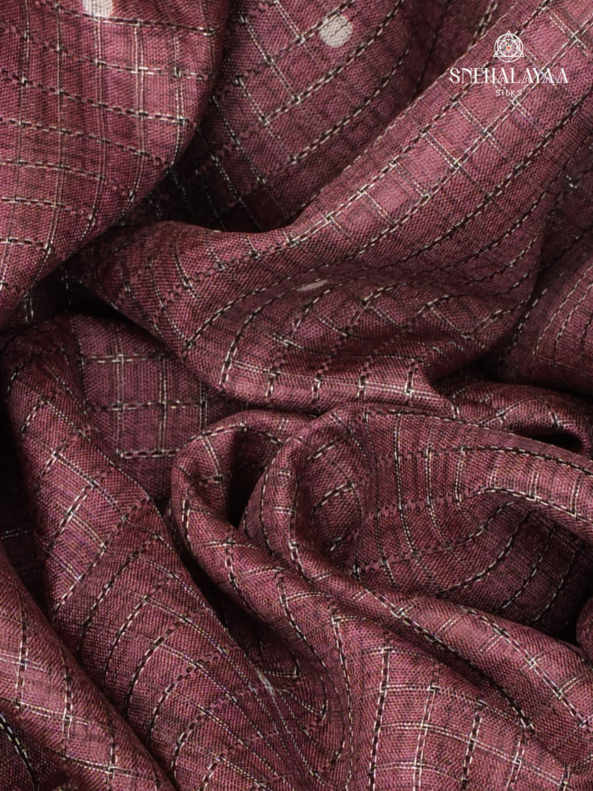 Brown Floral Printed Tussar Saree