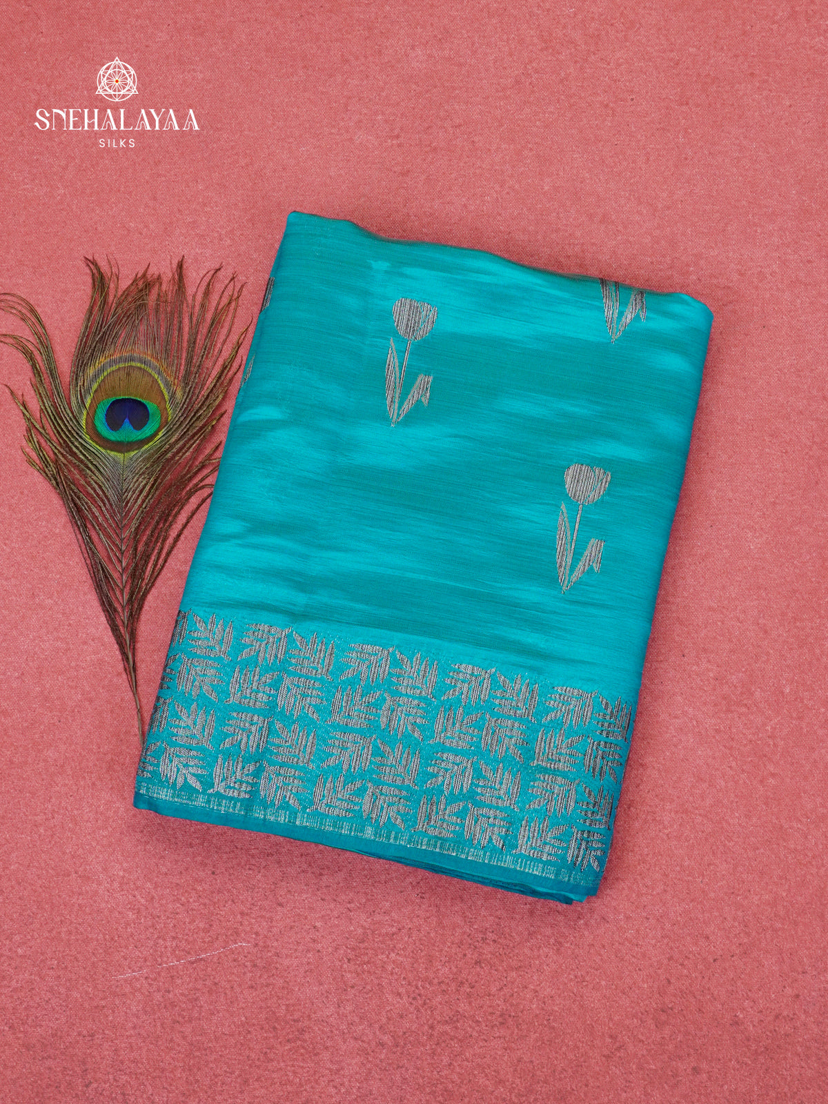 Sky Blue Dola Silk Saree