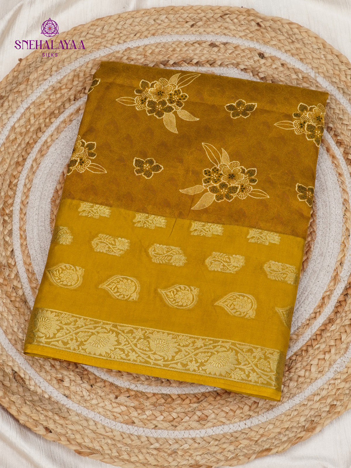 Yellow Printed Matka Saree