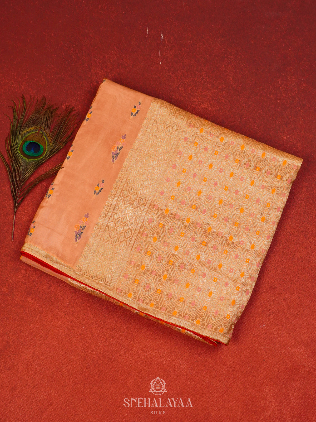 Peach Banaras Saree