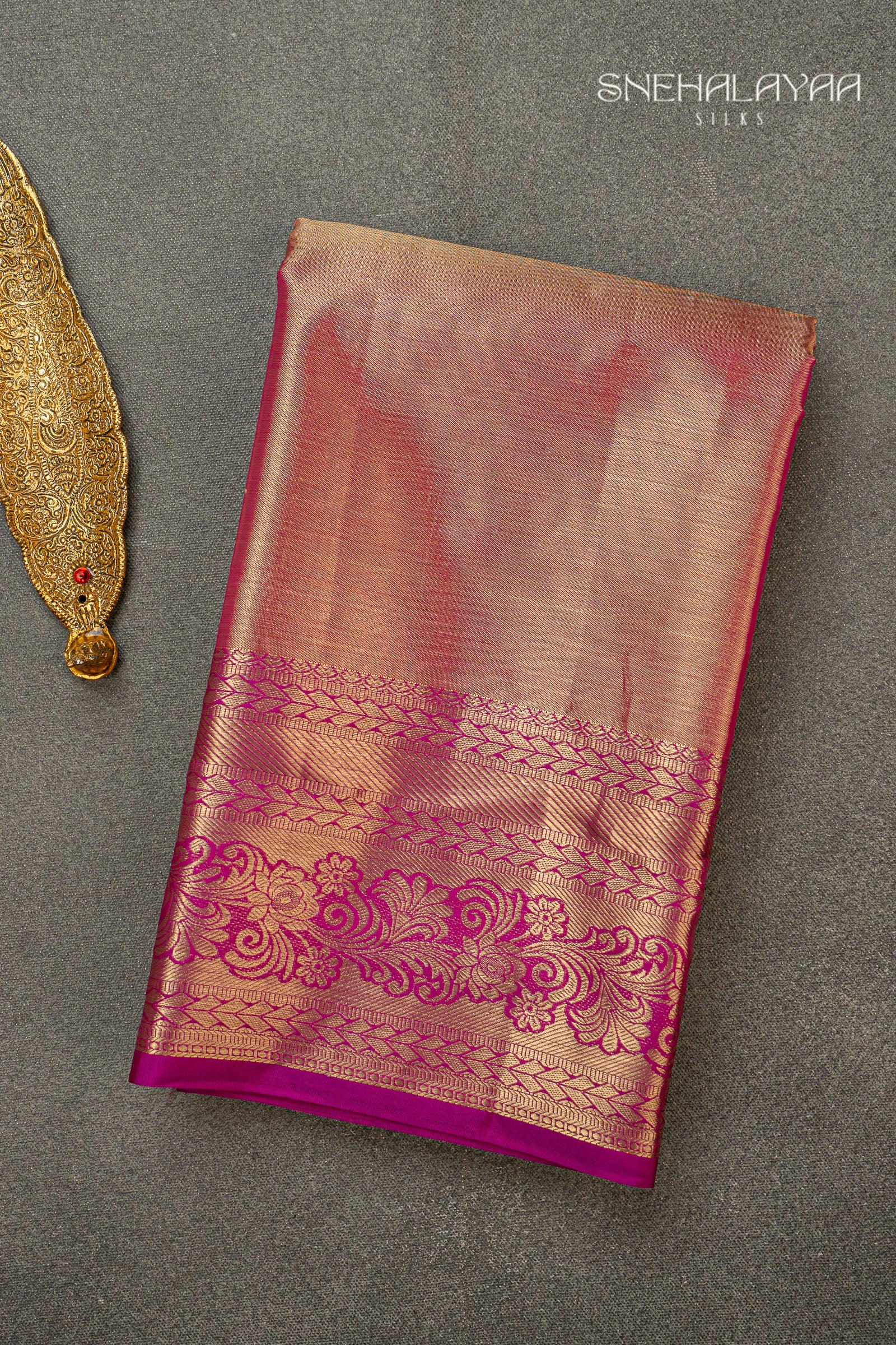 Magenta Kancheevaram Tissue Silk Saree