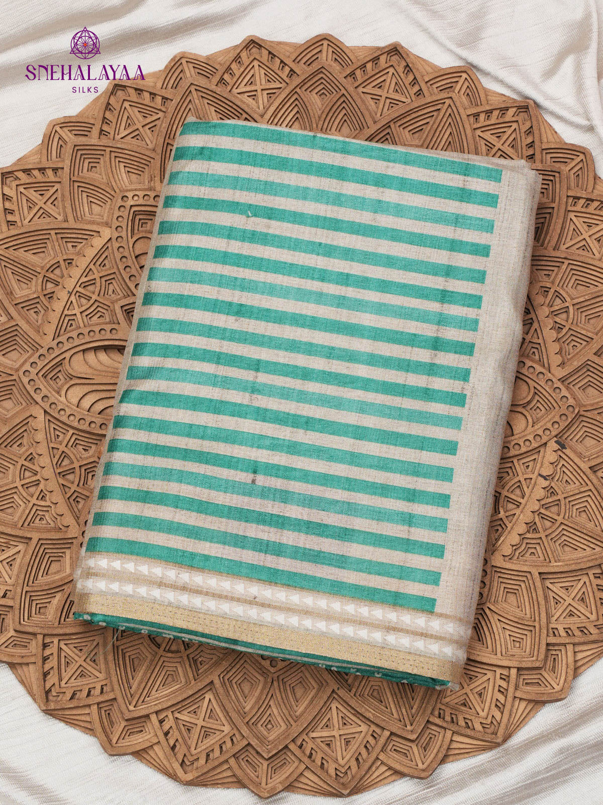 Off White Printed Tussar Saree