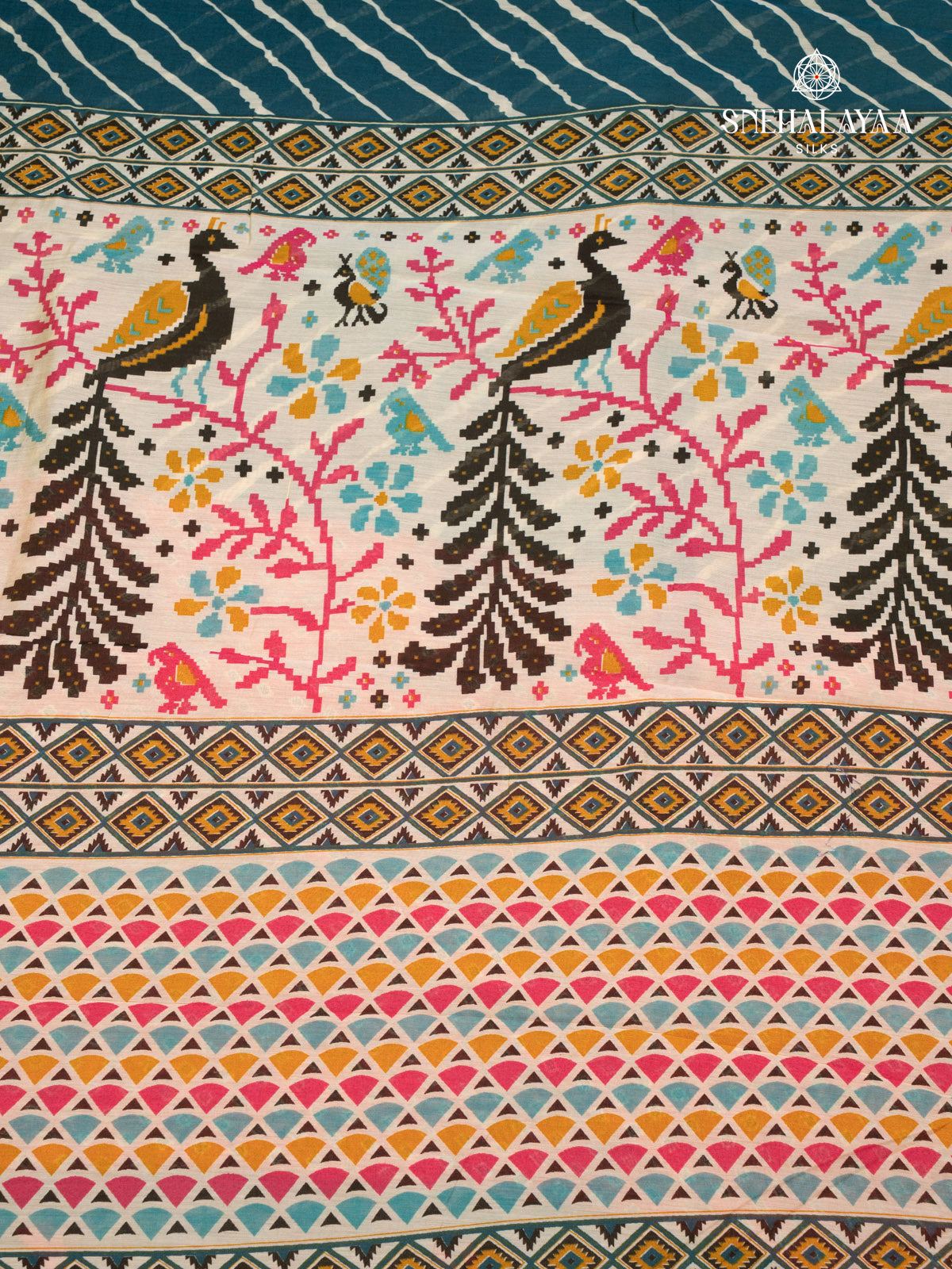 Teal Blue Dola Silk Saree