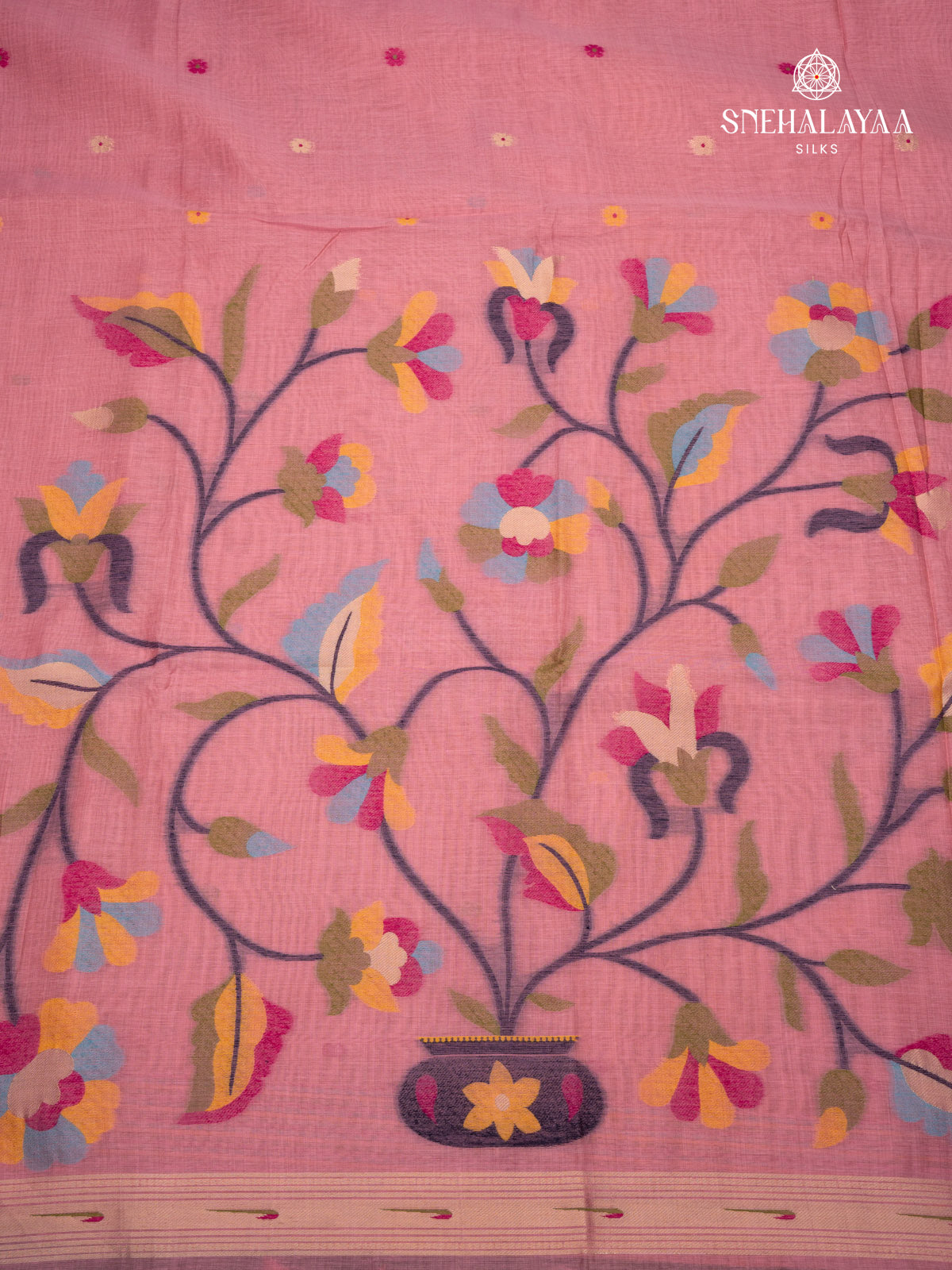Tulip Pink Munga Cotton Saree