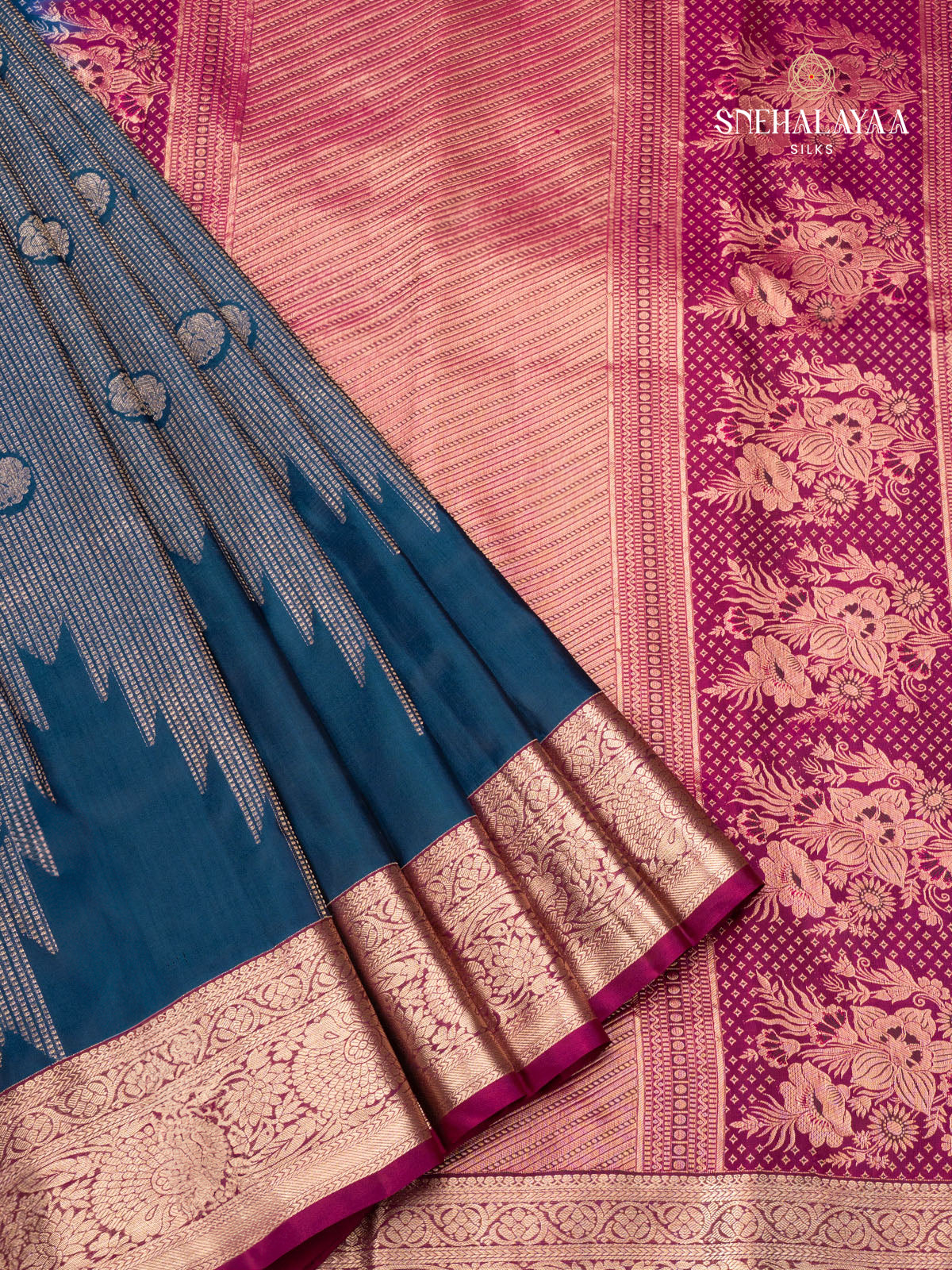 Teal Green Kancheevaram Silk Saree