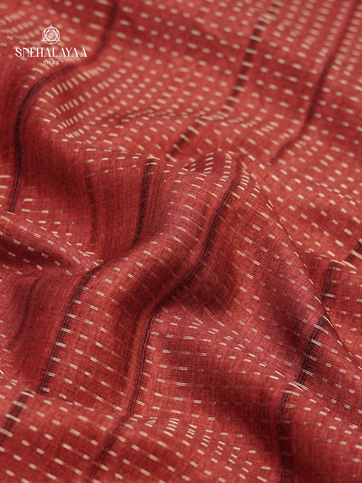 Red Munga Tussar Embroidery Saree