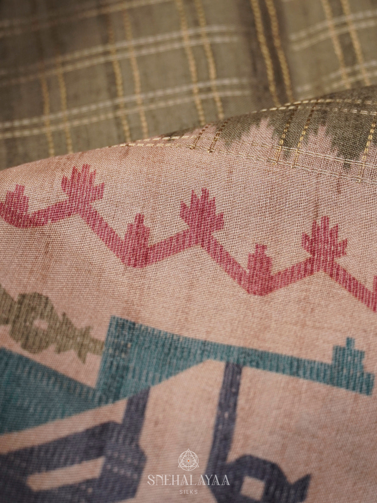 Olive Green Tussar Saree