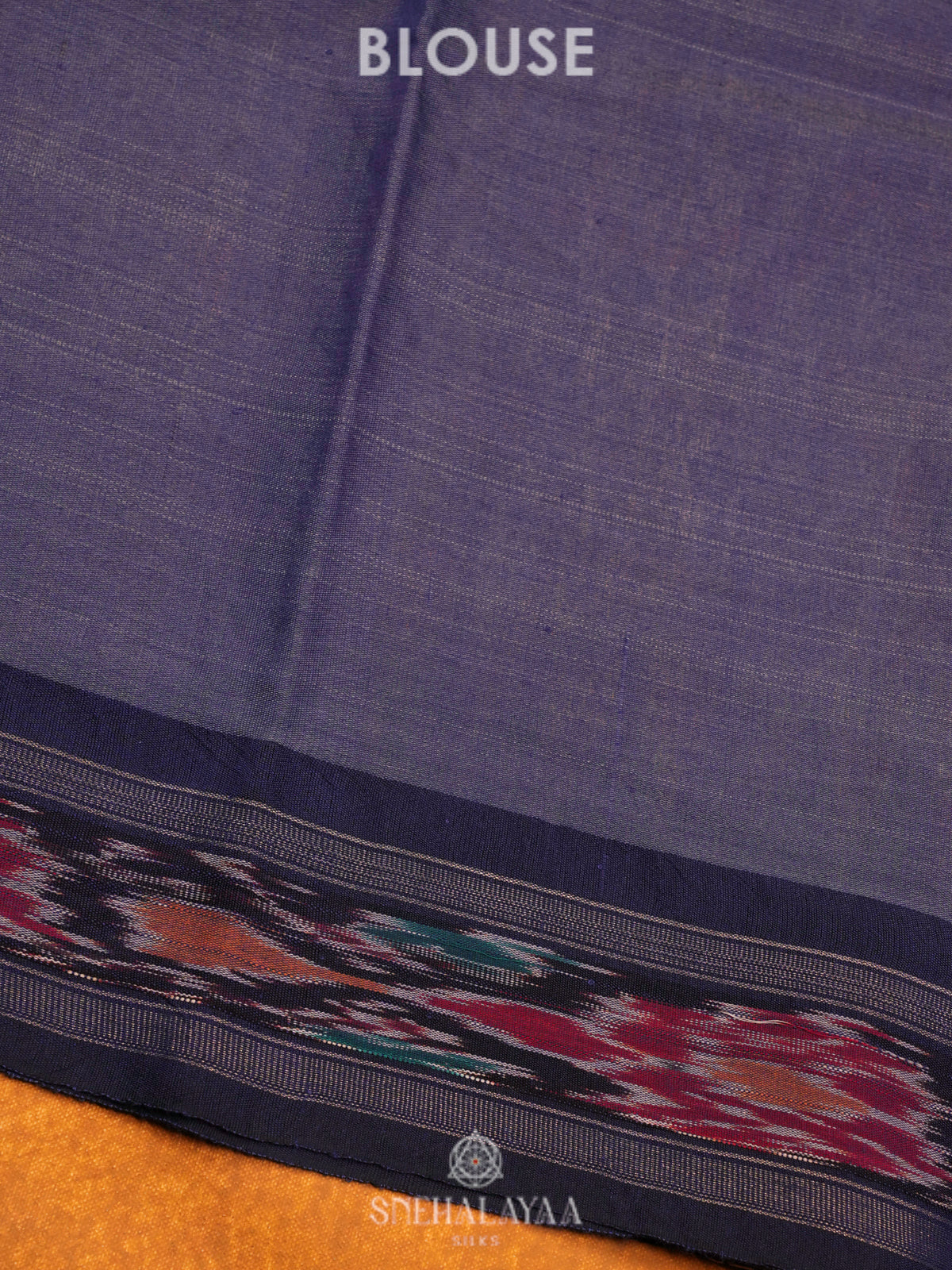 Beige Munga Tussar Saree with Navy Blue Border