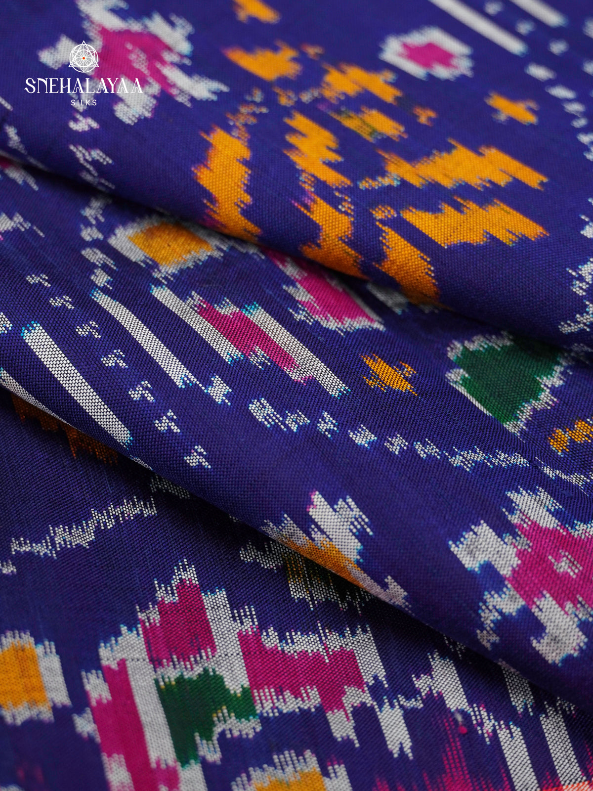 Navy Blue Ikat Saree