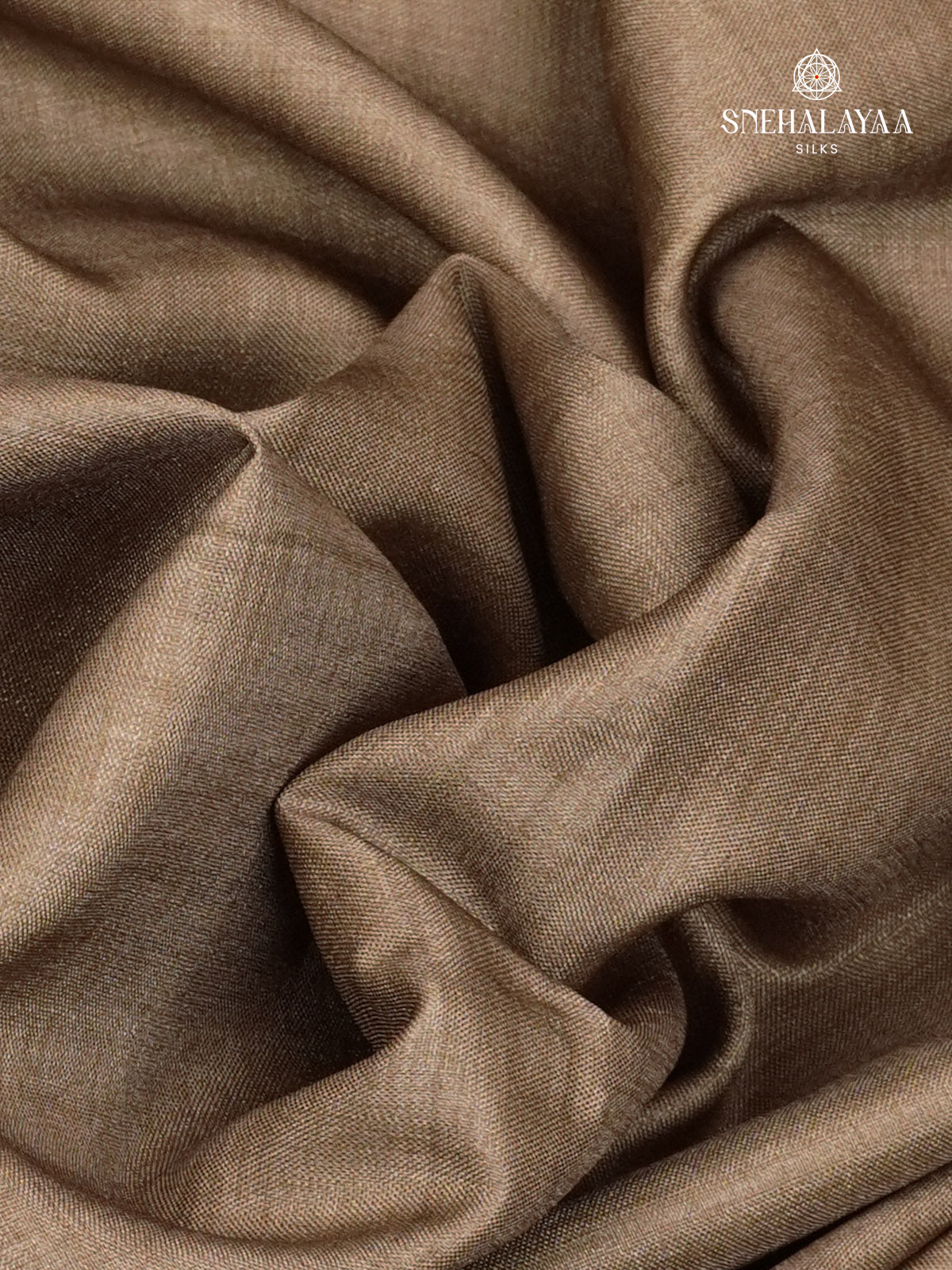 Brown Floral Printed Tussar Saree