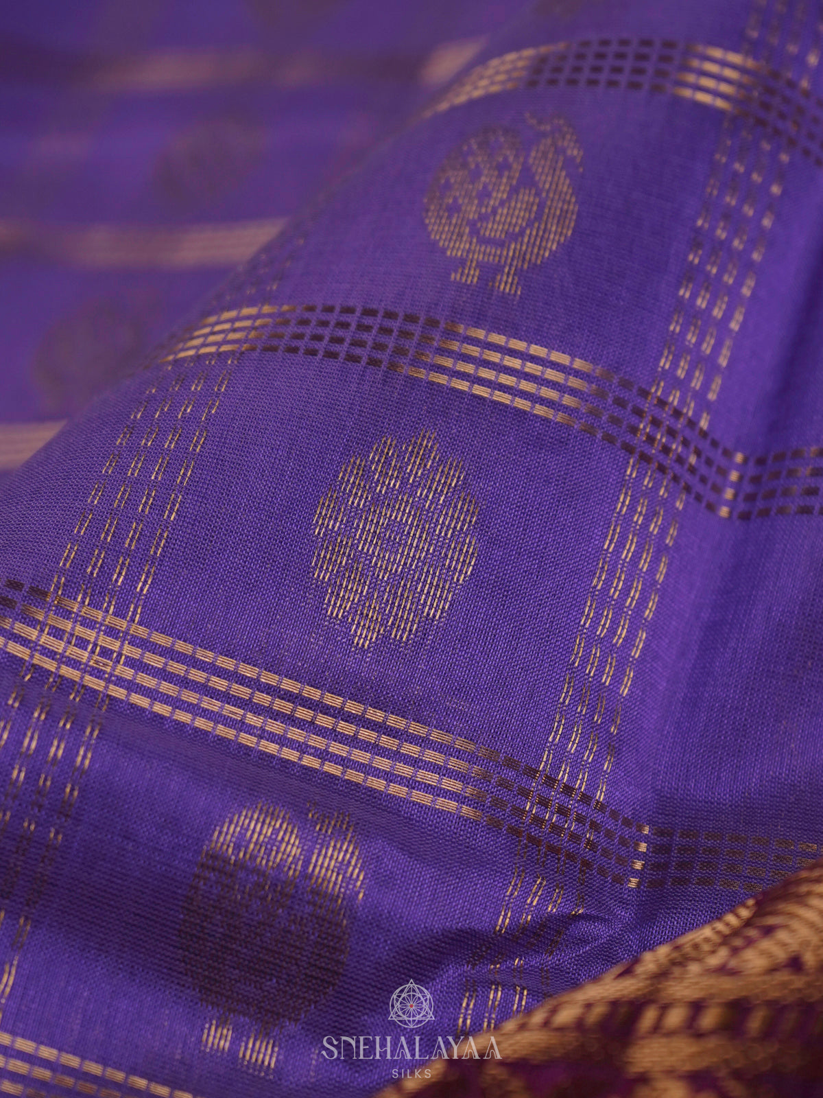 Purple Kuppadam Silk Cotton Saree with Rich Zari Pallu